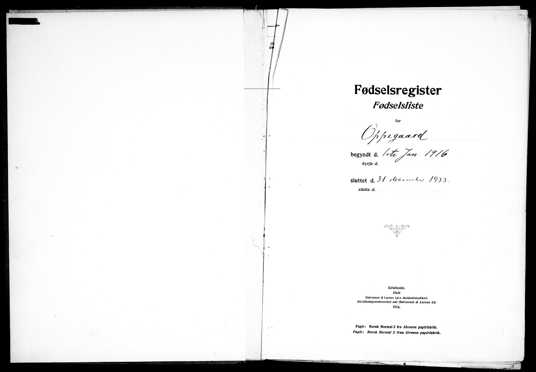 Nesodden prestekontor Kirkebøker, AV/SAO-A-10013/J/Jb/L0001: Birth register no. II 1, 1916-1933
