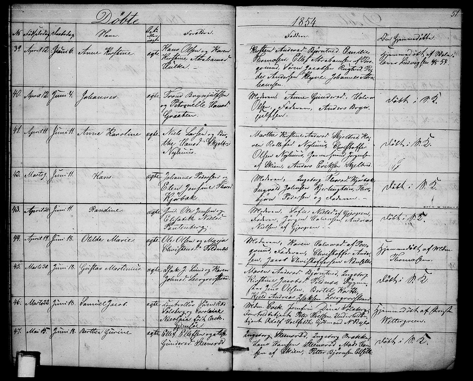 Solum kirkebøker, SAKO/A-306/G/Ga/L0003: Parish register (copy) no. I 3, 1848-1859, p. 51