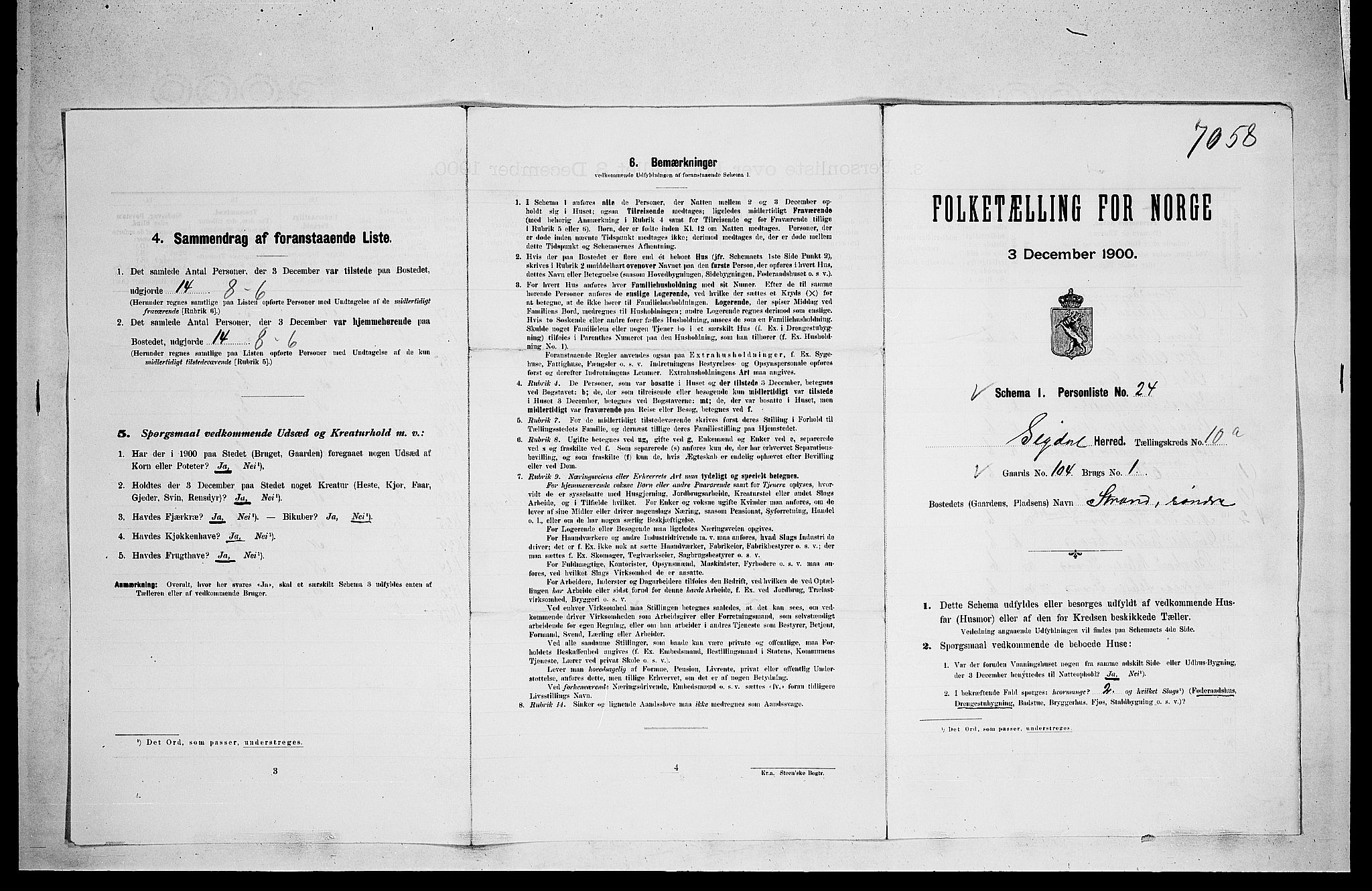 RA, 1900 census for Sigdal, 1900, p. 891