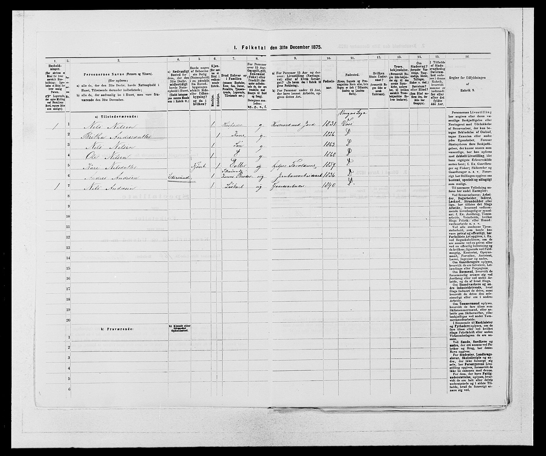 SAB, 1875 census for 1235P Voss, 1875, p. 692