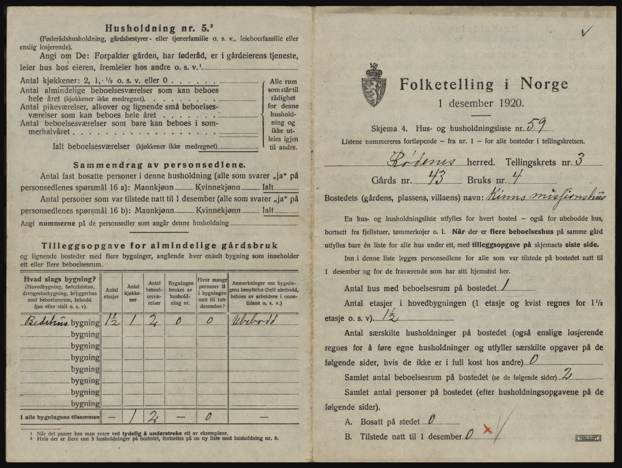 SAO, 1920 census for Rødenes, 1920, p. 384