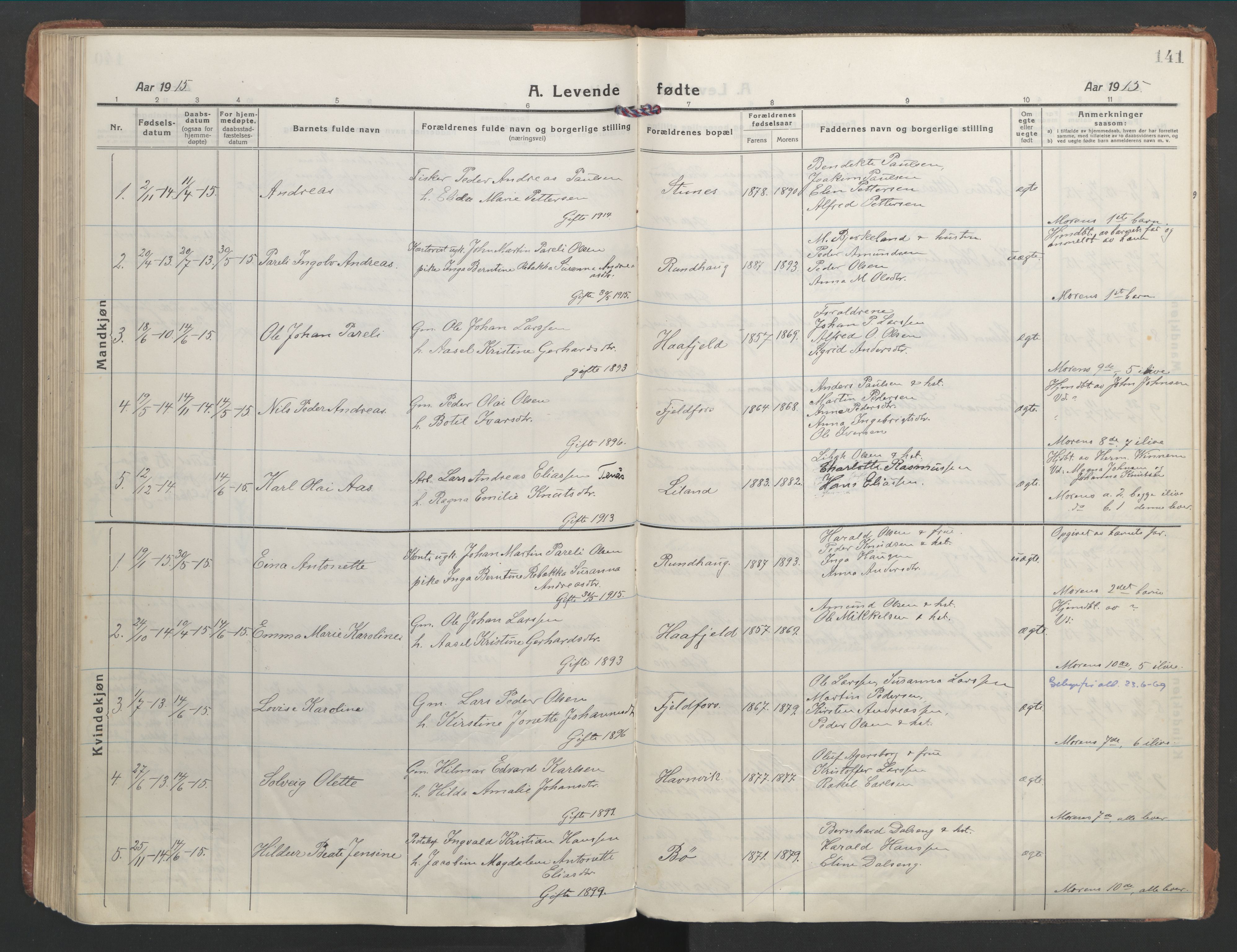 Ministerialprotokoller, klokkerbøker og fødselsregistre - Nordland, AV/SAT-A-1459/863/L0900: Parish register (official) no. 863A12, 1906-1915, p. 141