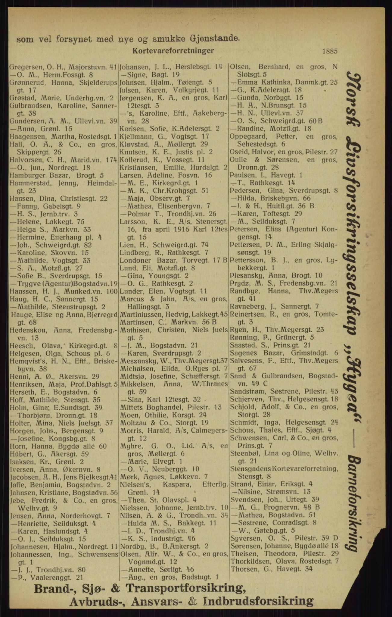 Kristiania/Oslo adressebok, PUBL/-, 1916, p. 1885