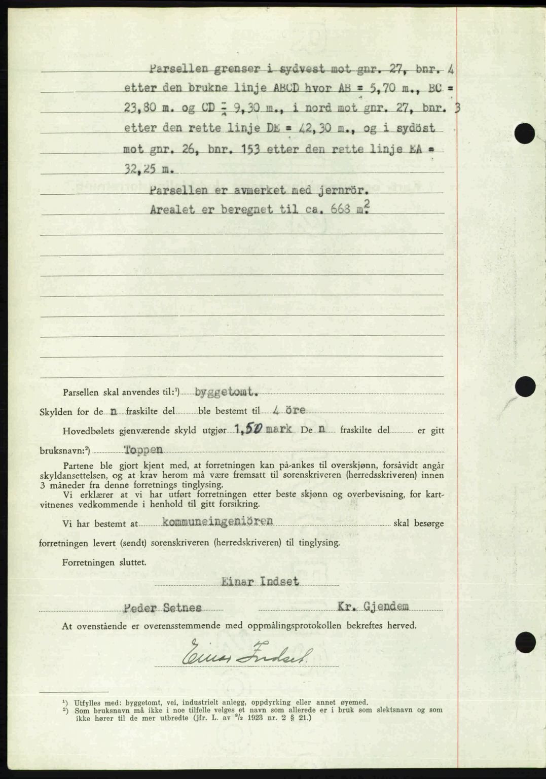 Romsdal sorenskriveri, SAT/A-4149/1/2/2C: Mortgage book no. A22, 1947-1947, Diary no: : 651/1947