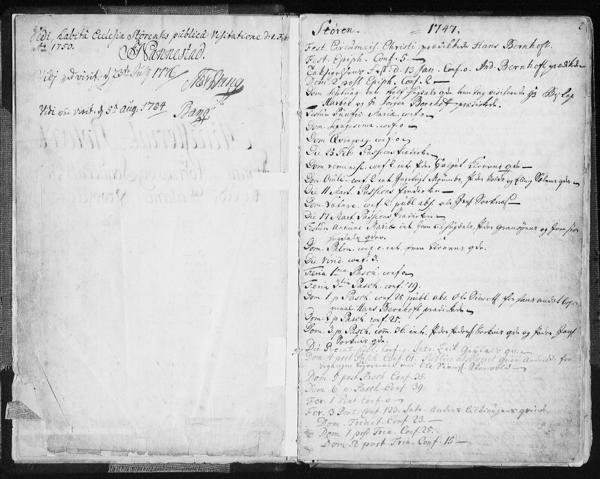 Ministerialprotokoller, klokkerbøker og fødselsregistre - Sør-Trøndelag, SAT/A-1456/687/L0991: Parish register (official) no. 687A02, 1747-1790, p. 2