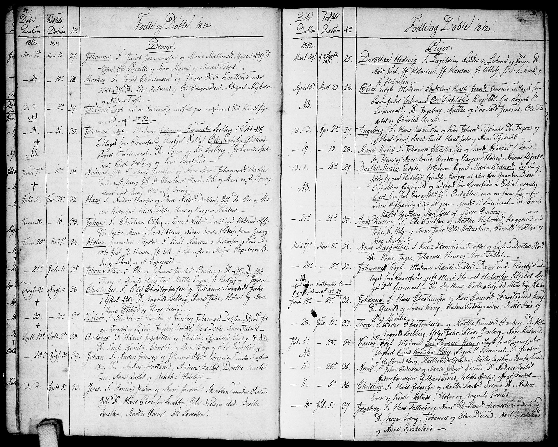 Enebakk prestekontor Kirkebøker, AV/SAO-A-10171c/F/Fa/L0004: Parish register (official) no. I 4, 1806-1854, p. 34-35