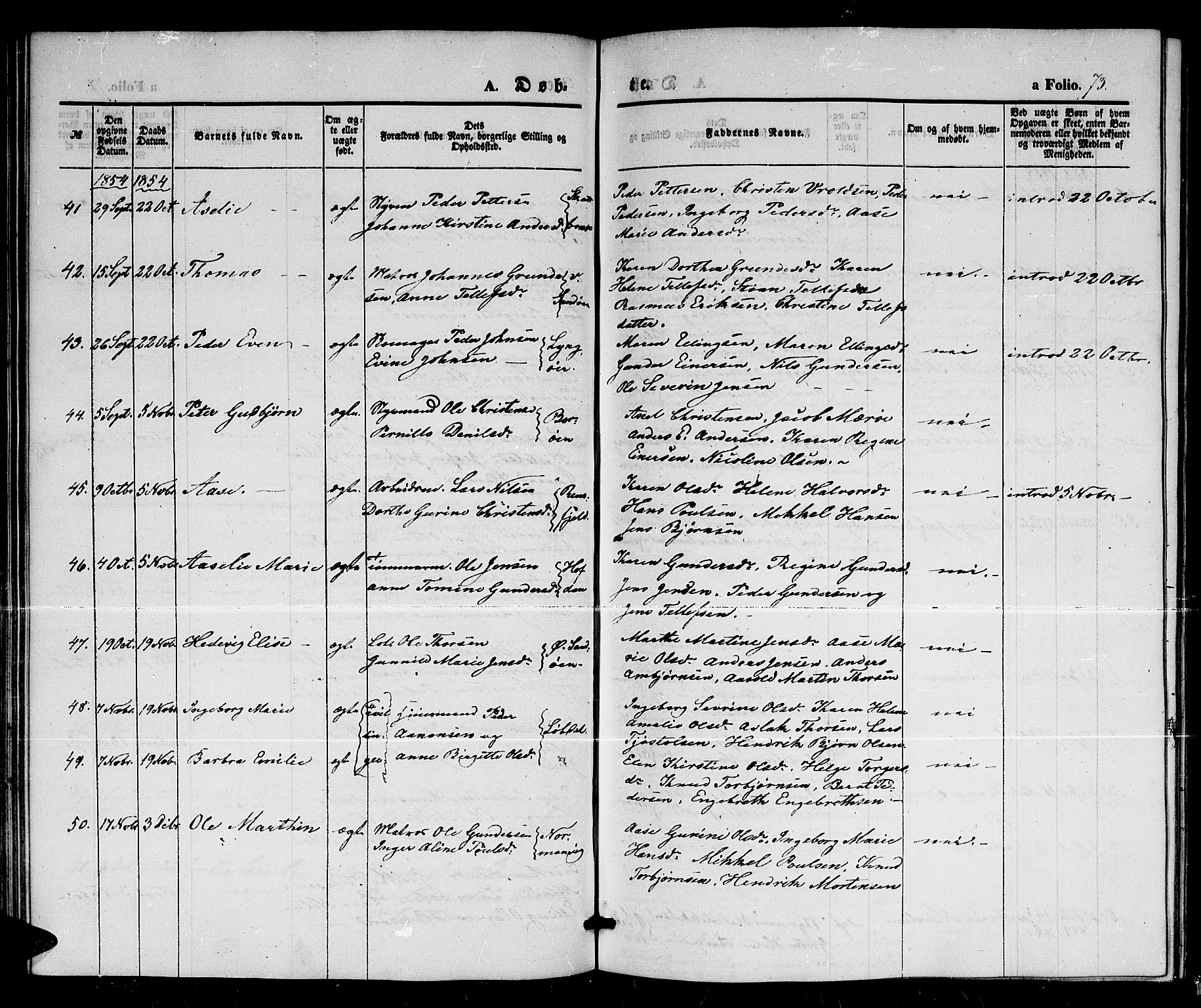 Dypvåg sokneprestkontor, AV/SAK-1111-0007/F/Fb/Fba/L0010: Parish register (copy) no. B 10, 1842-1857, p. 73