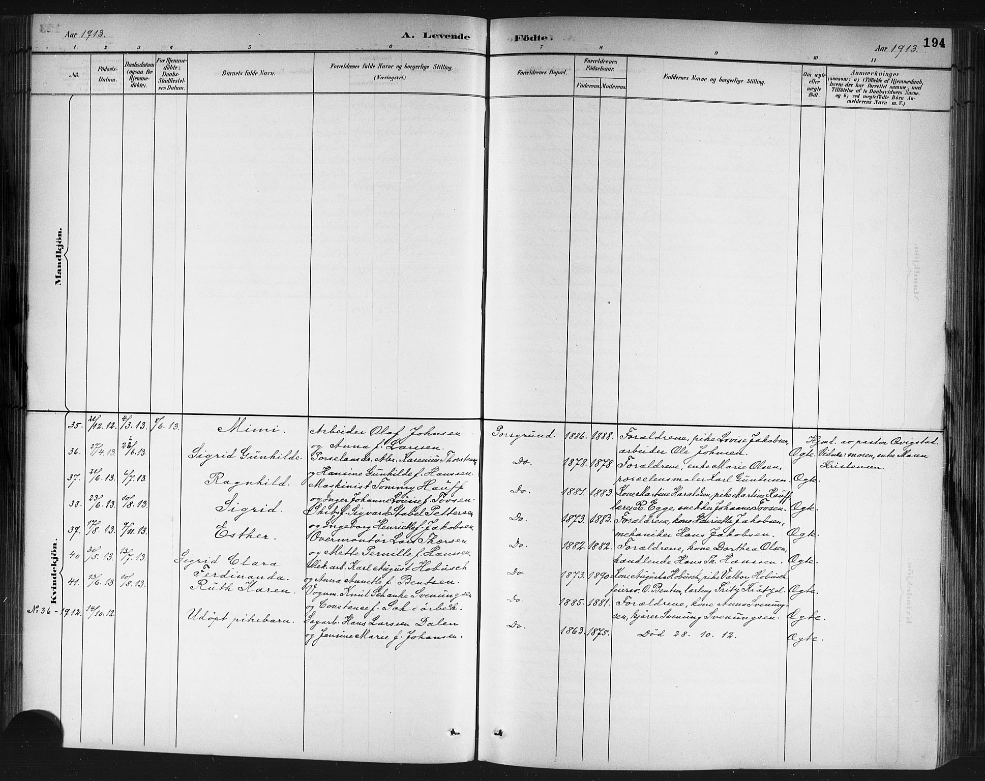 Porsgrunn kirkebøker , SAKO/A-104/G/Gb/L0005: Parish register (copy) no. II 5, 1883-1915, p. 194