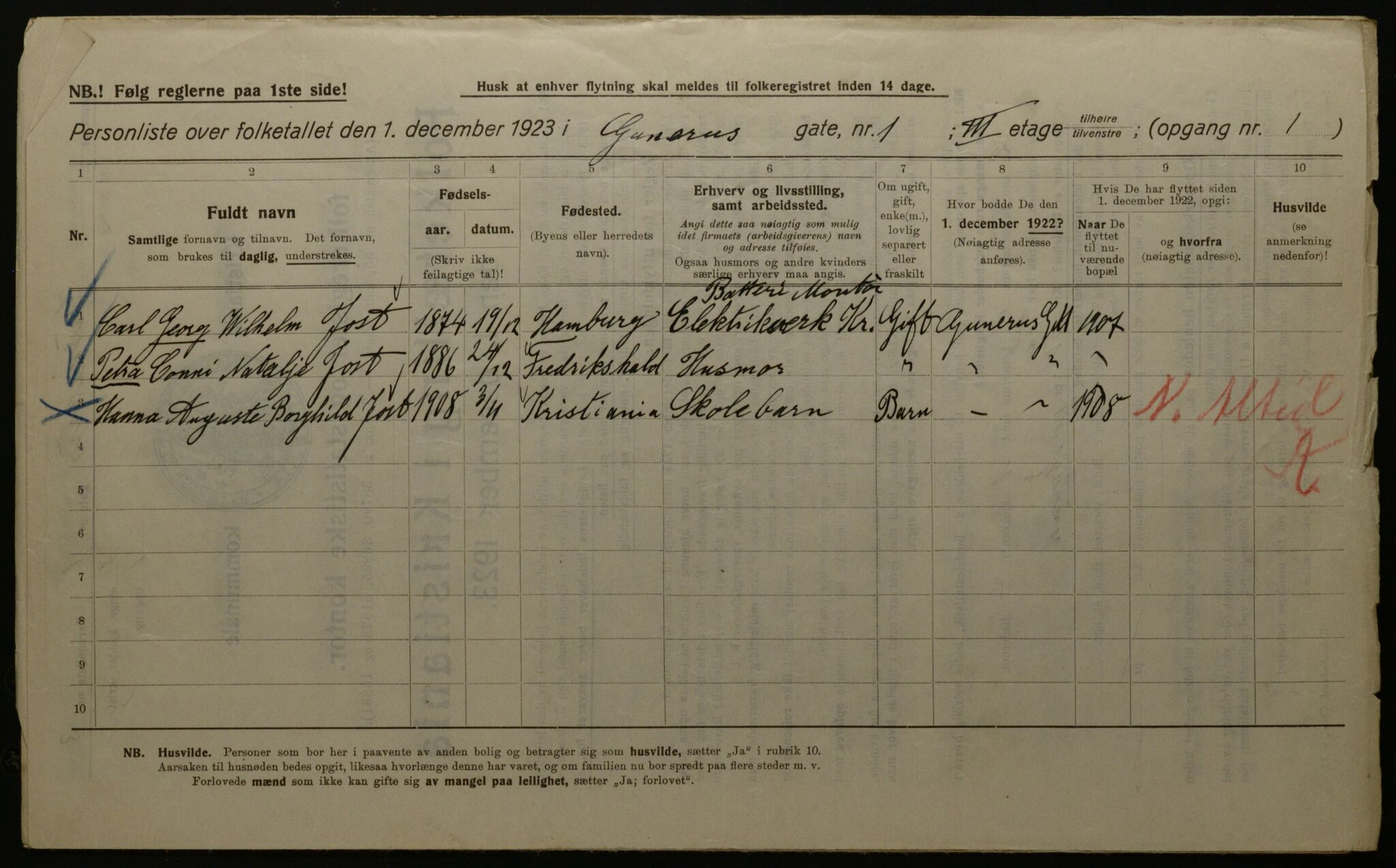 OBA, Municipal Census 1923 for Kristiania, 1923, p. 6053