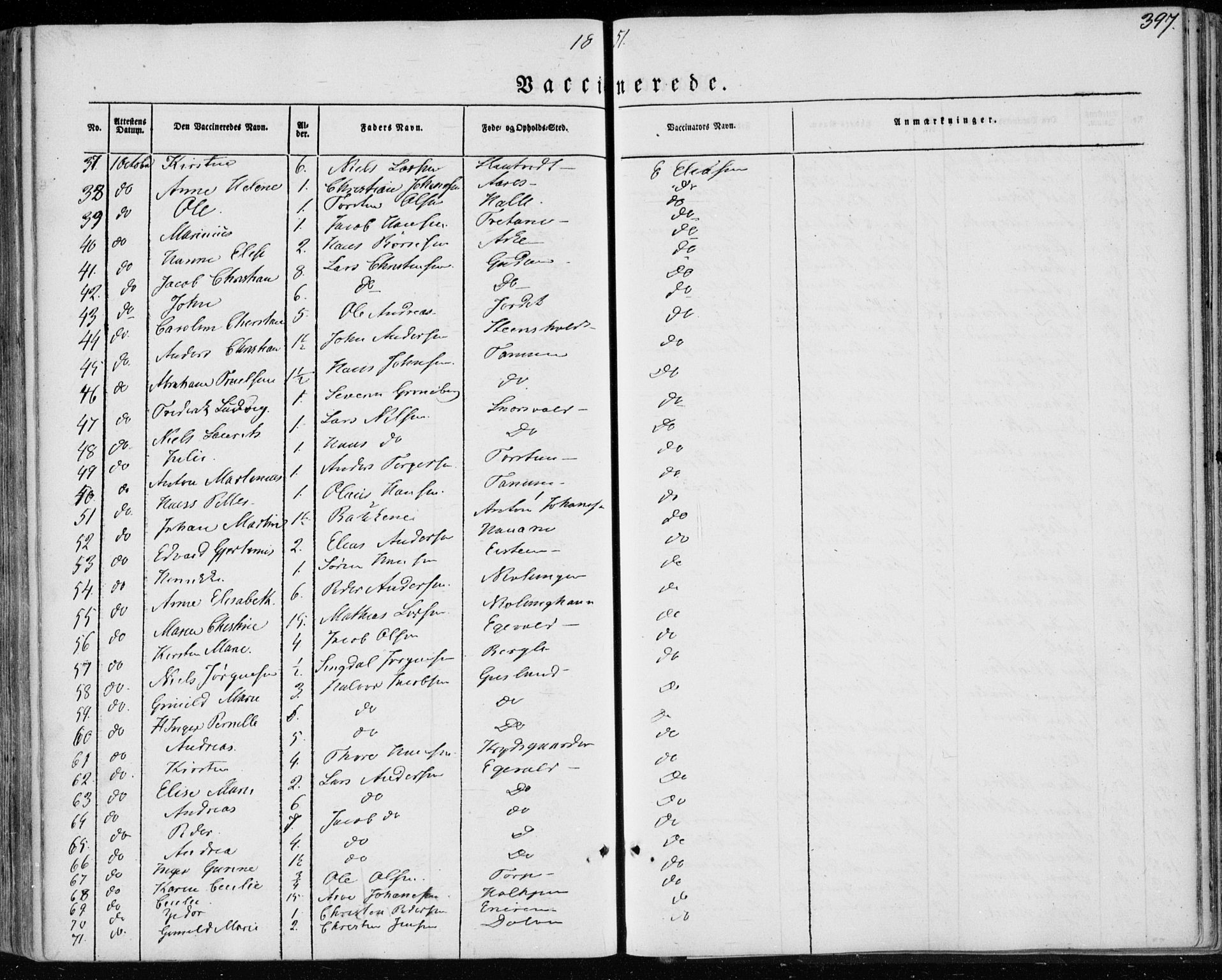 Brunlanes kirkebøker, AV/SAKO-A-342/F/Fa/L0004: Parish register (official) no. I 4, 1846-1862, p. 397