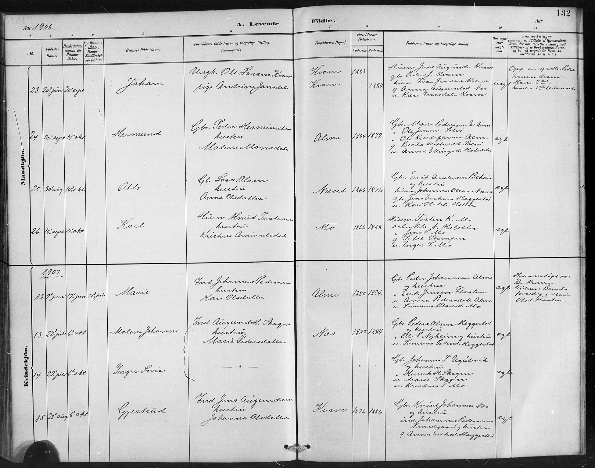 Hafslo sokneprestembete, AV/SAB-A-80301/H/Hab/Habb/L0001: Parish register (copy) no. B 1, 1882-1908, p. 132