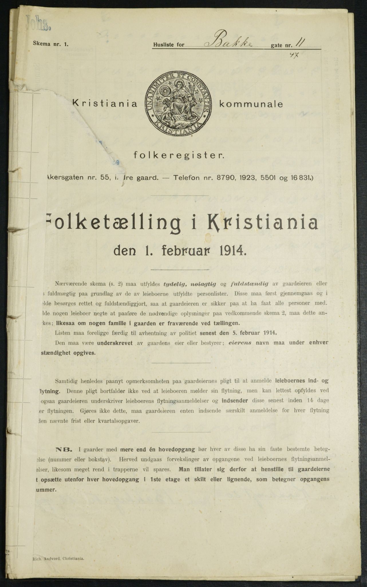 OBA, Municipal Census 1914 for Kristiania, 1914, p. 2777