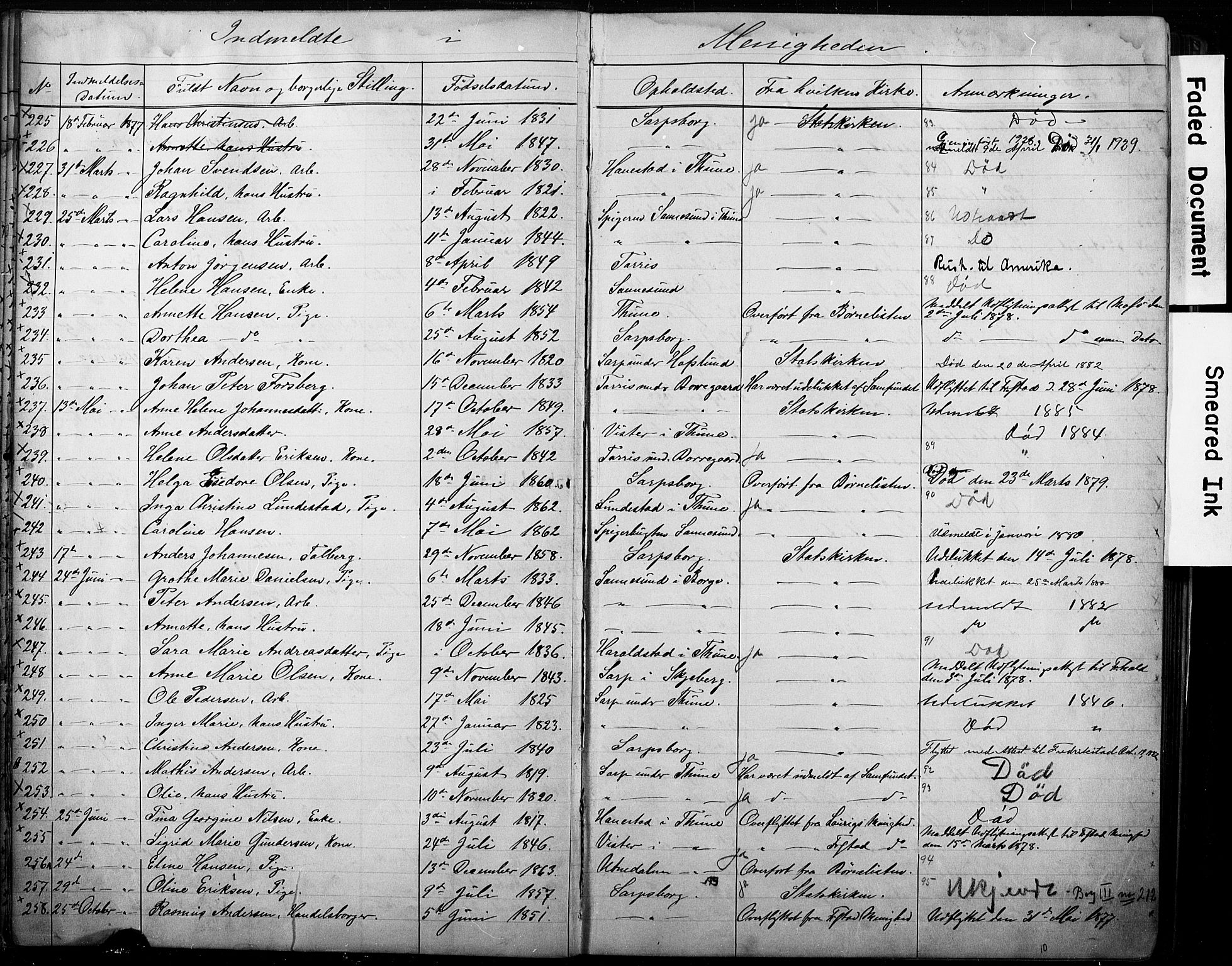 Sarpsborg metodistkirke, SAO/PAO-0233/A/L0002: Dissenter register no. 2, 1856-1890