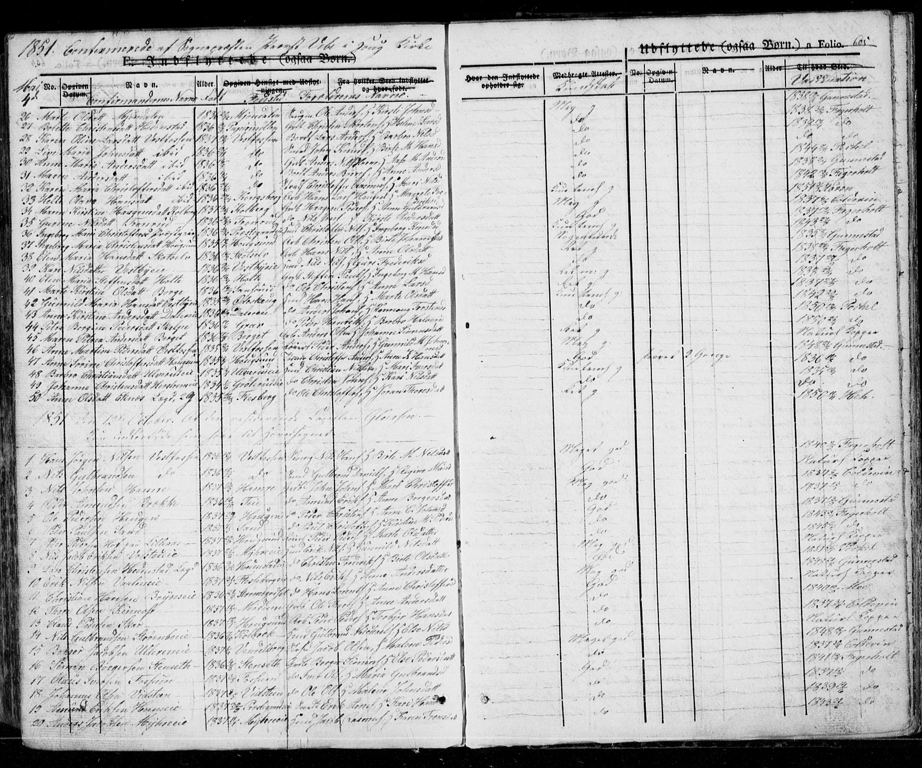 Eiker kirkebøker, AV/SAKO-A-4/G/Ga/L0002: Parish register (copy) no. I 2, 1832-1856, p. 605