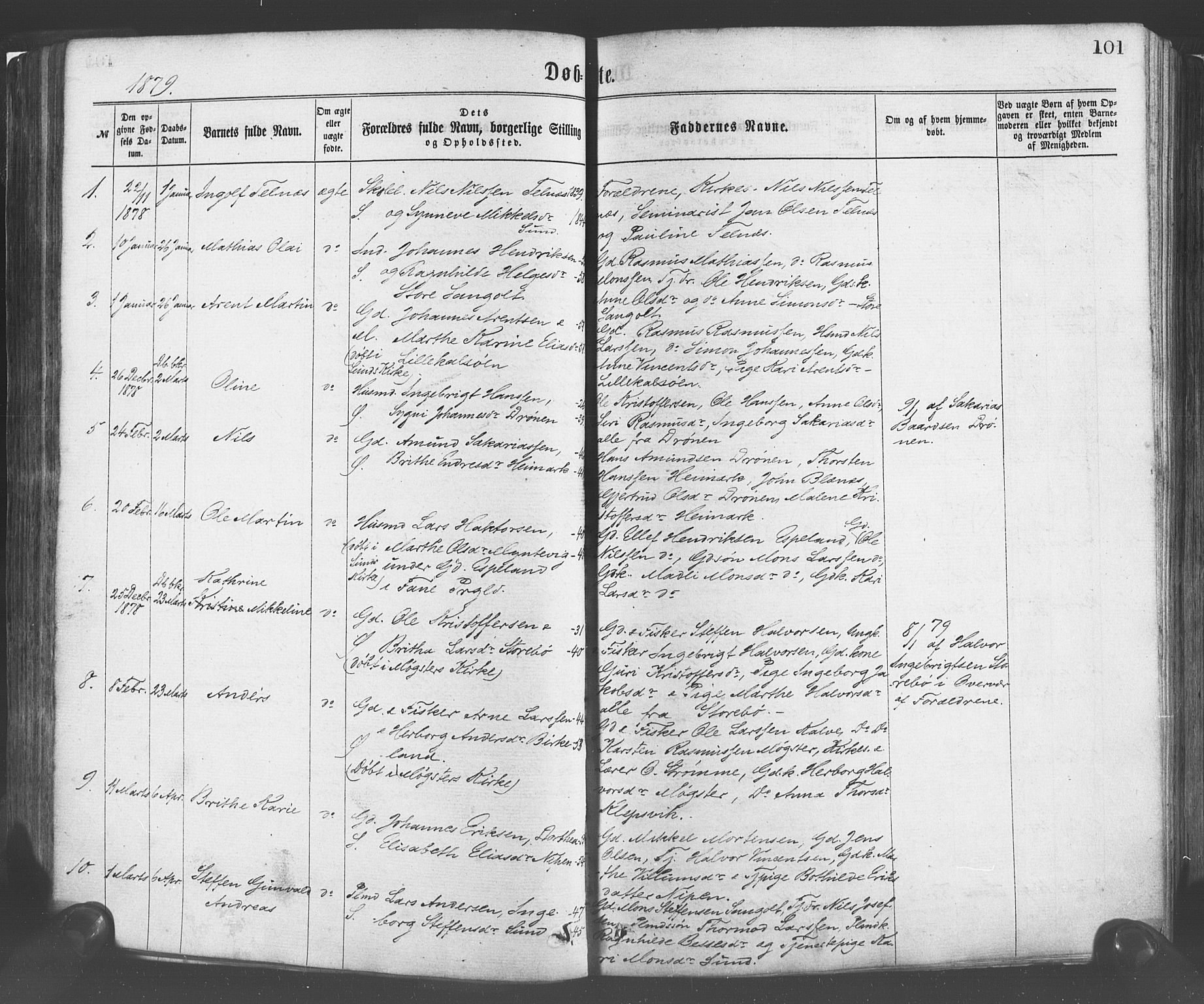 Sund sokneprestembete, SAB/A-99930: Parish register (official) no. A 15, 1867-1881, p. 101