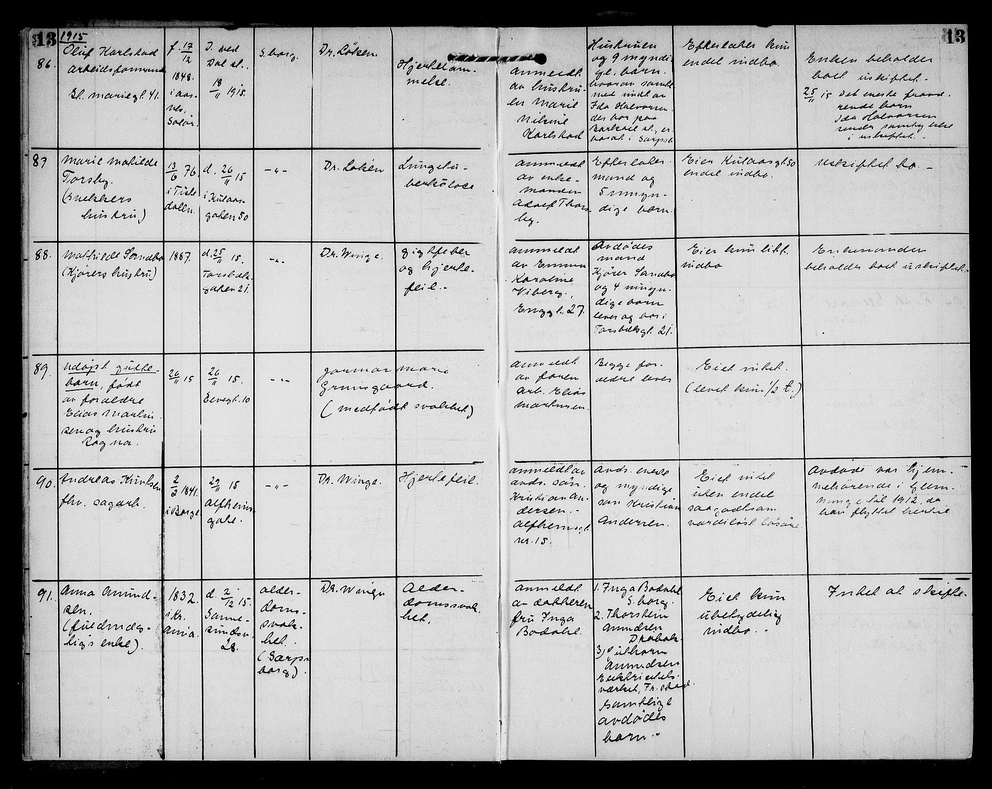 Sarpsborg byfogd, AV/SAO-A-10864/H/Ha/Haa/L0003: Dødsfallsprotokoll, 1915-1930, p. 13