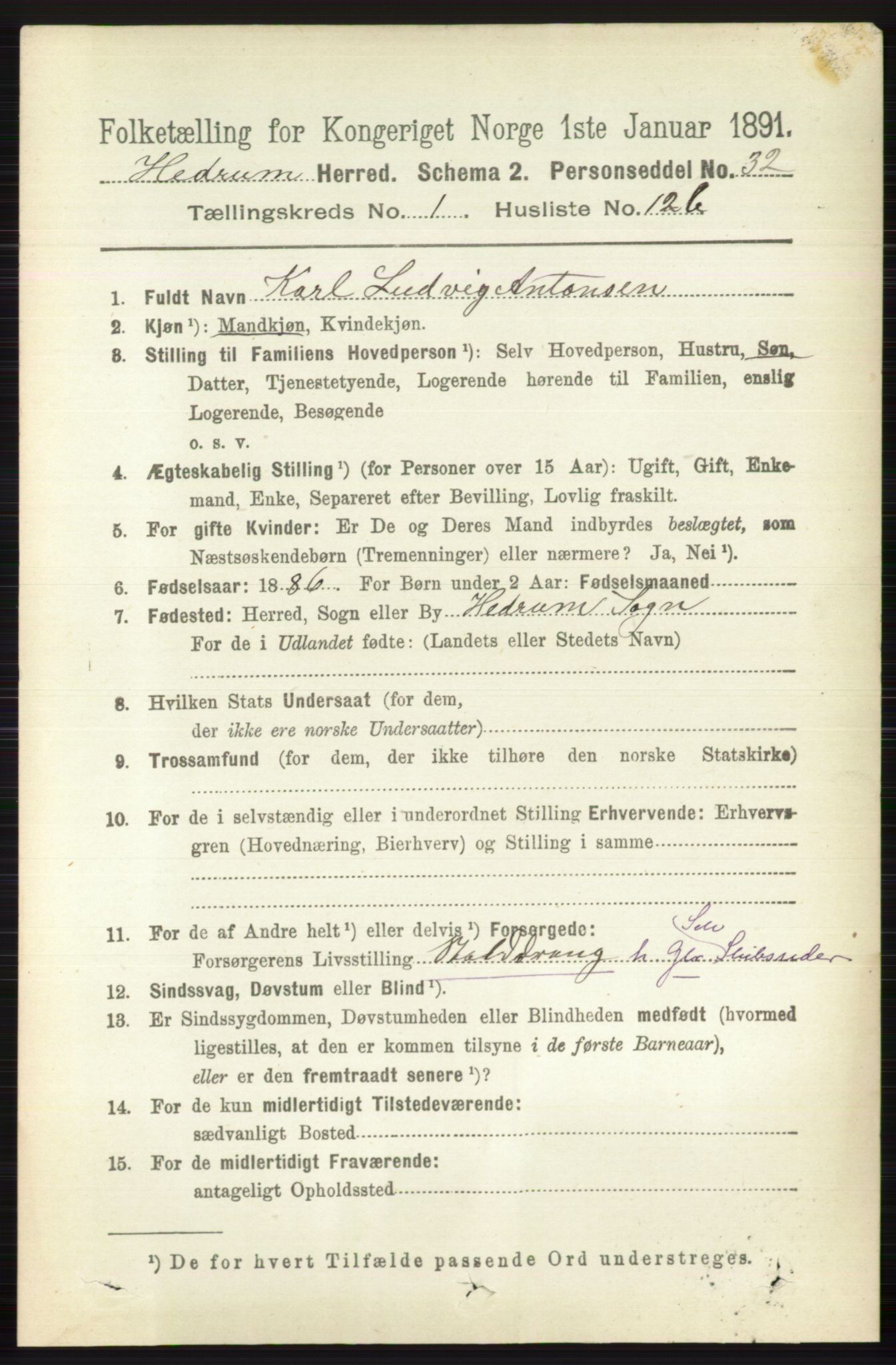 RA, 1891 census for 0727 Hedrum, 1891, p. 270