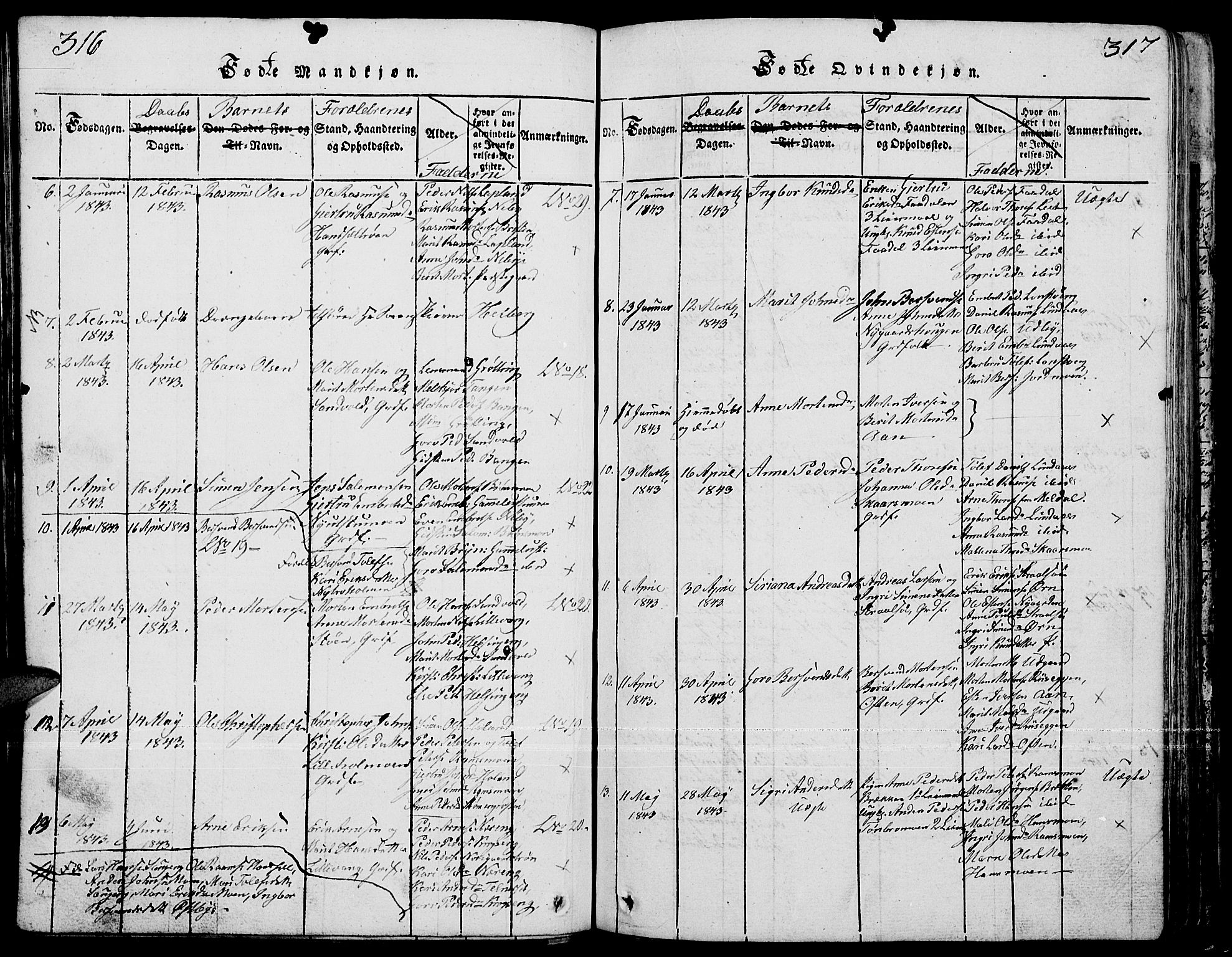 Tynset prestekontor, SAH/PREST-058/H/Ha/Hab/L0001: Parish register (copy) no. 1, 1814-1859, p. 316-317