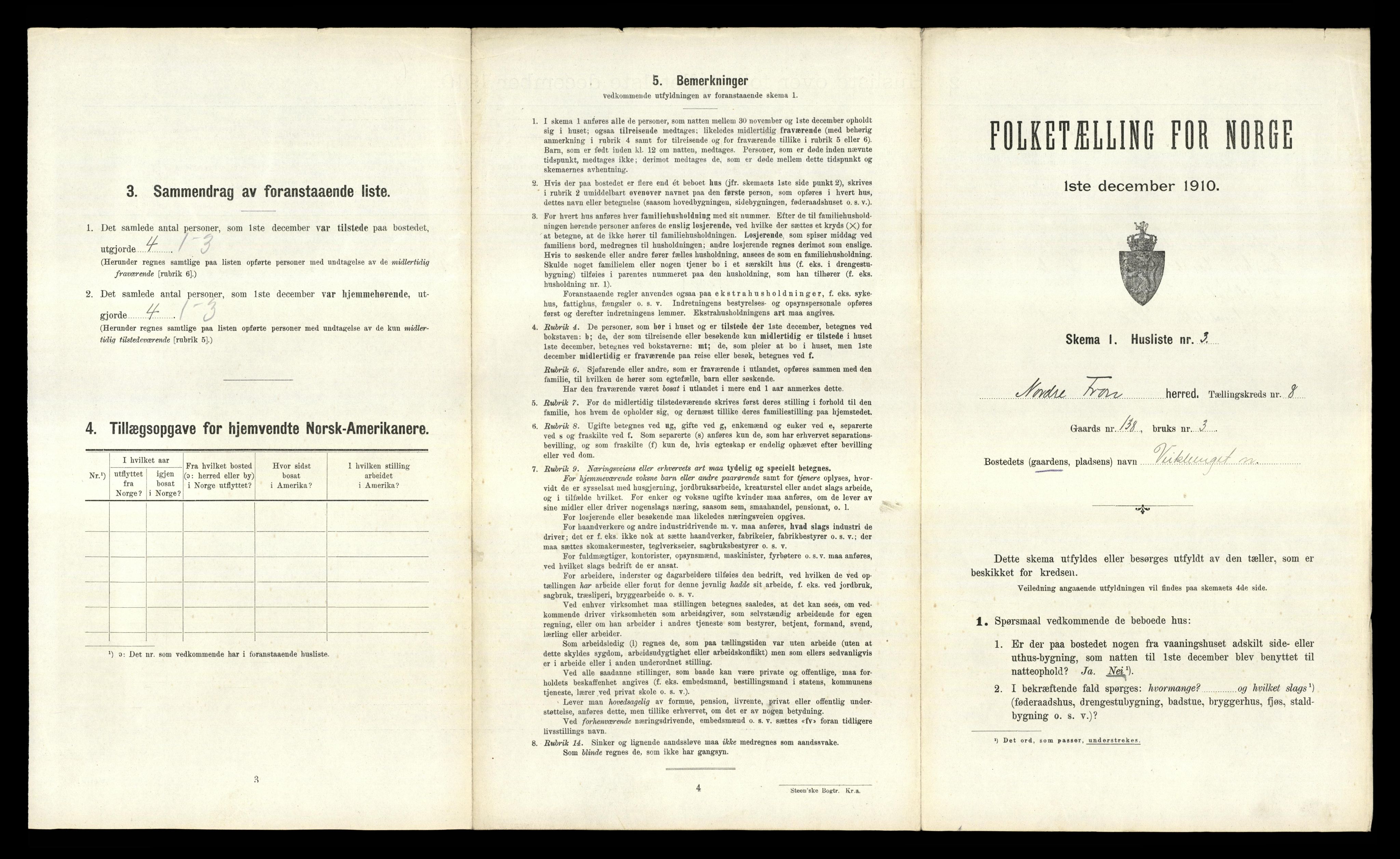 RA, 1910 census for Nord-Fron, 1910, p. 958