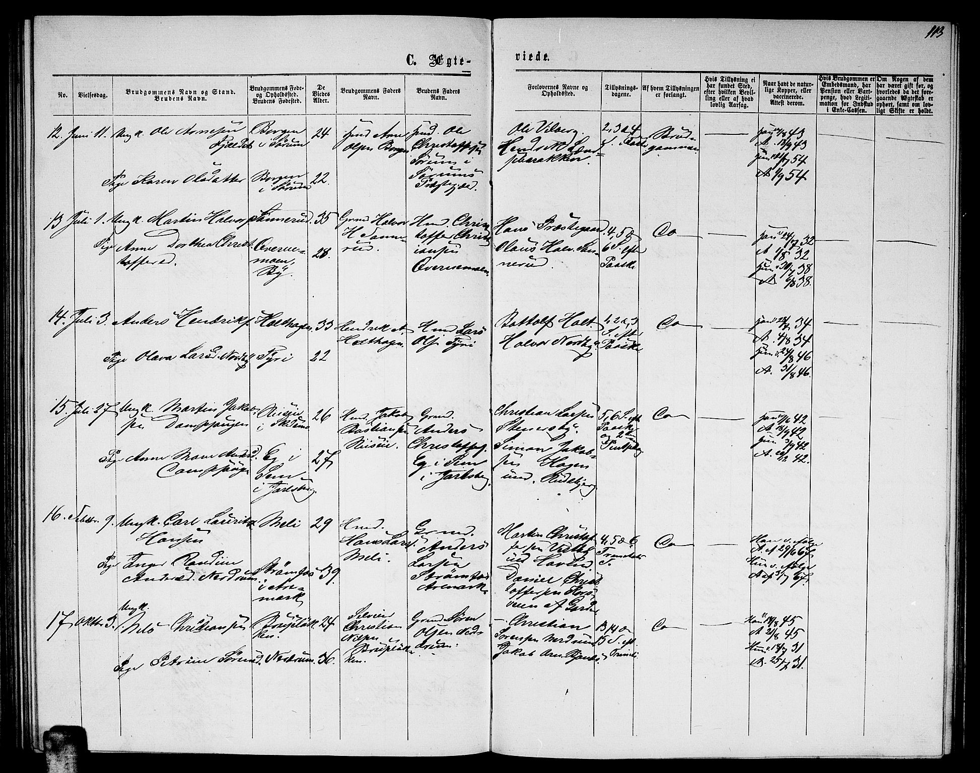 Fet prestekontor Kirkebøker, AV/SAO-A-10370a/G/Ga/L0003: Parish register (copy) no. I 3, 1860-1867, p. 113