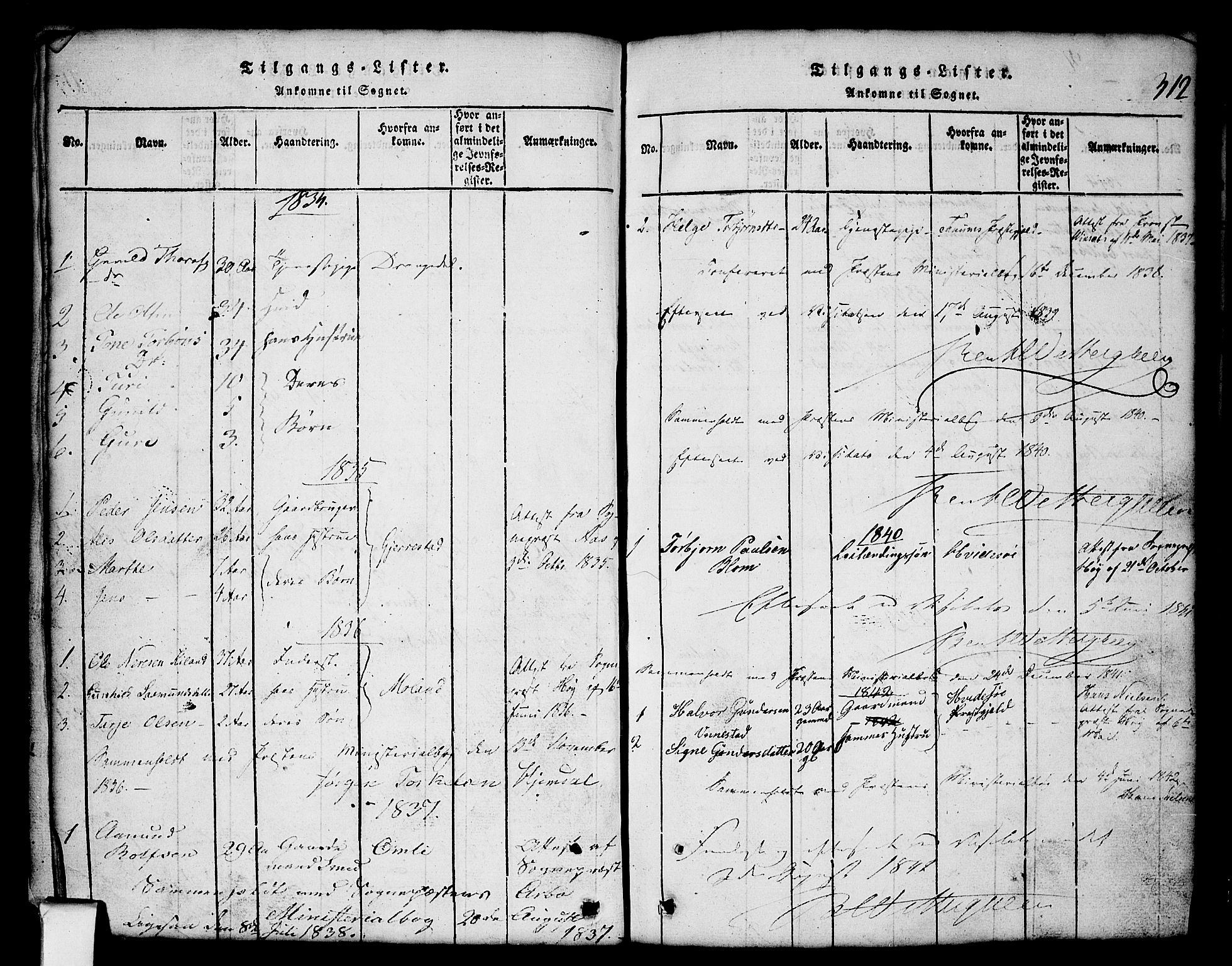 Nissedal kirkebøker, SAKO/A-288/G/Gb/L0001: Parish register (copy) no. II 1, 1814-1862, p. 312
