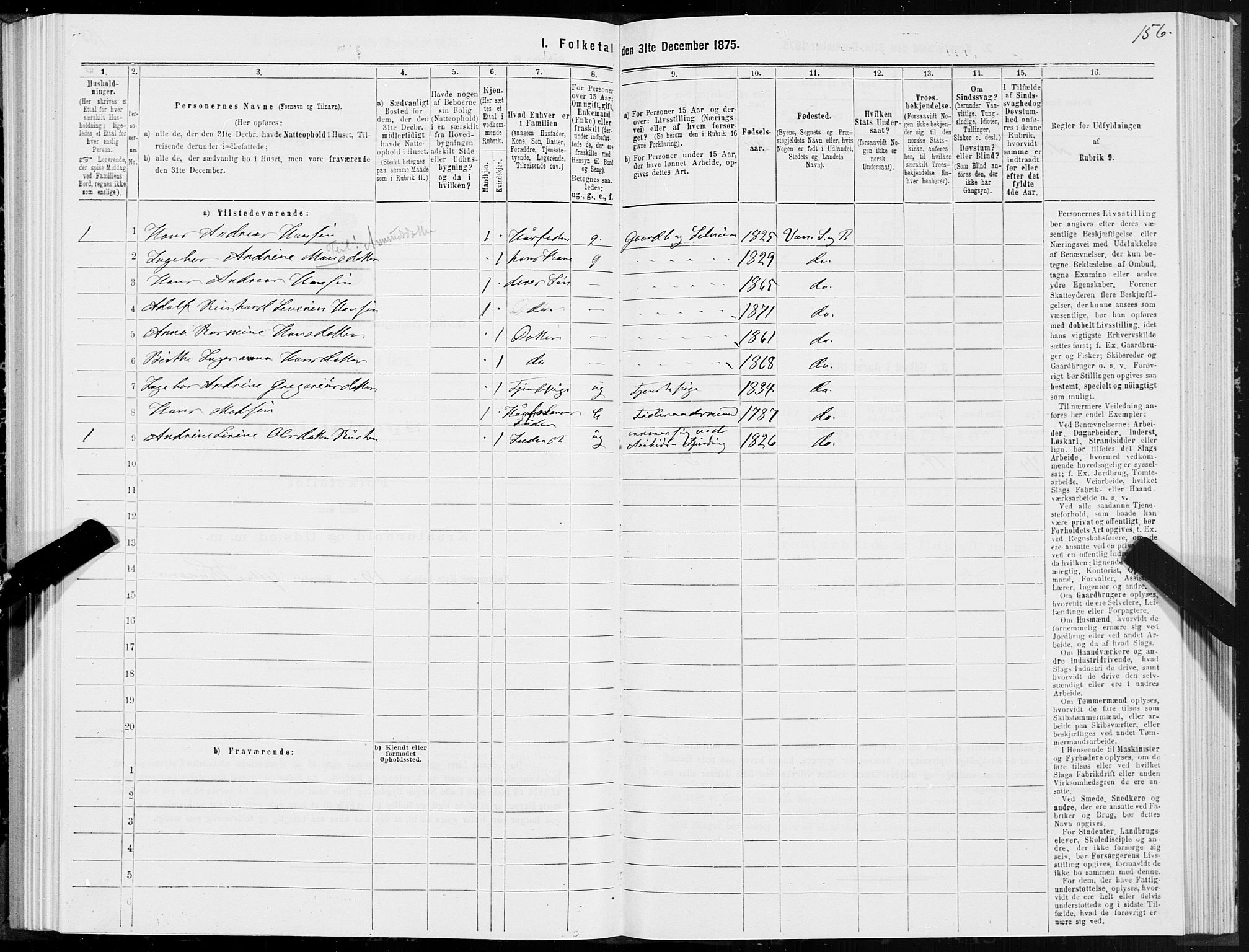 SAT, 1875 census for 1511P Vanylven, 1875, p. 1156