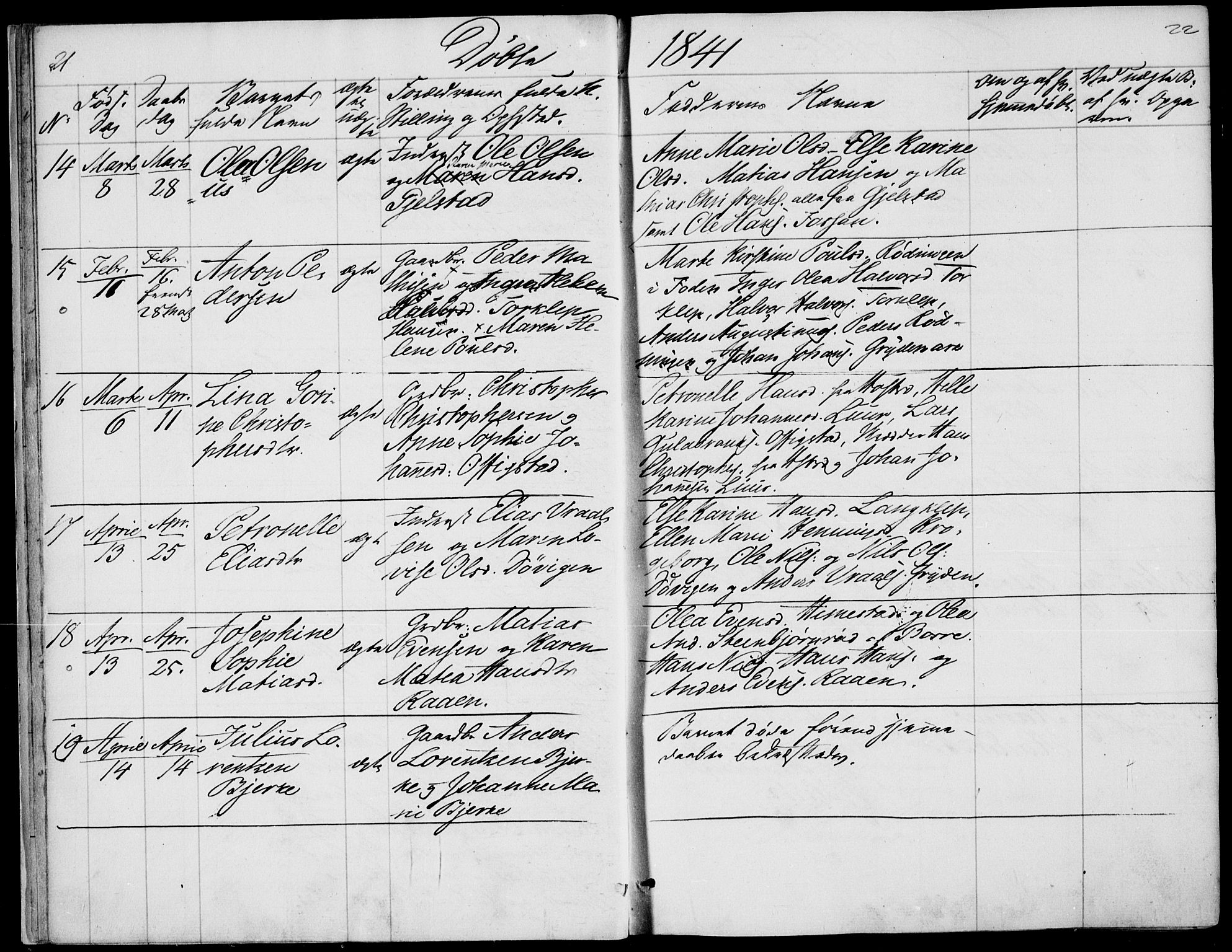 Våle kirkebøker, AV/SAKO-A-334/F/Fa/L0009a: Parish register (official) no. I 9A, 1839-1860, p. 21-22