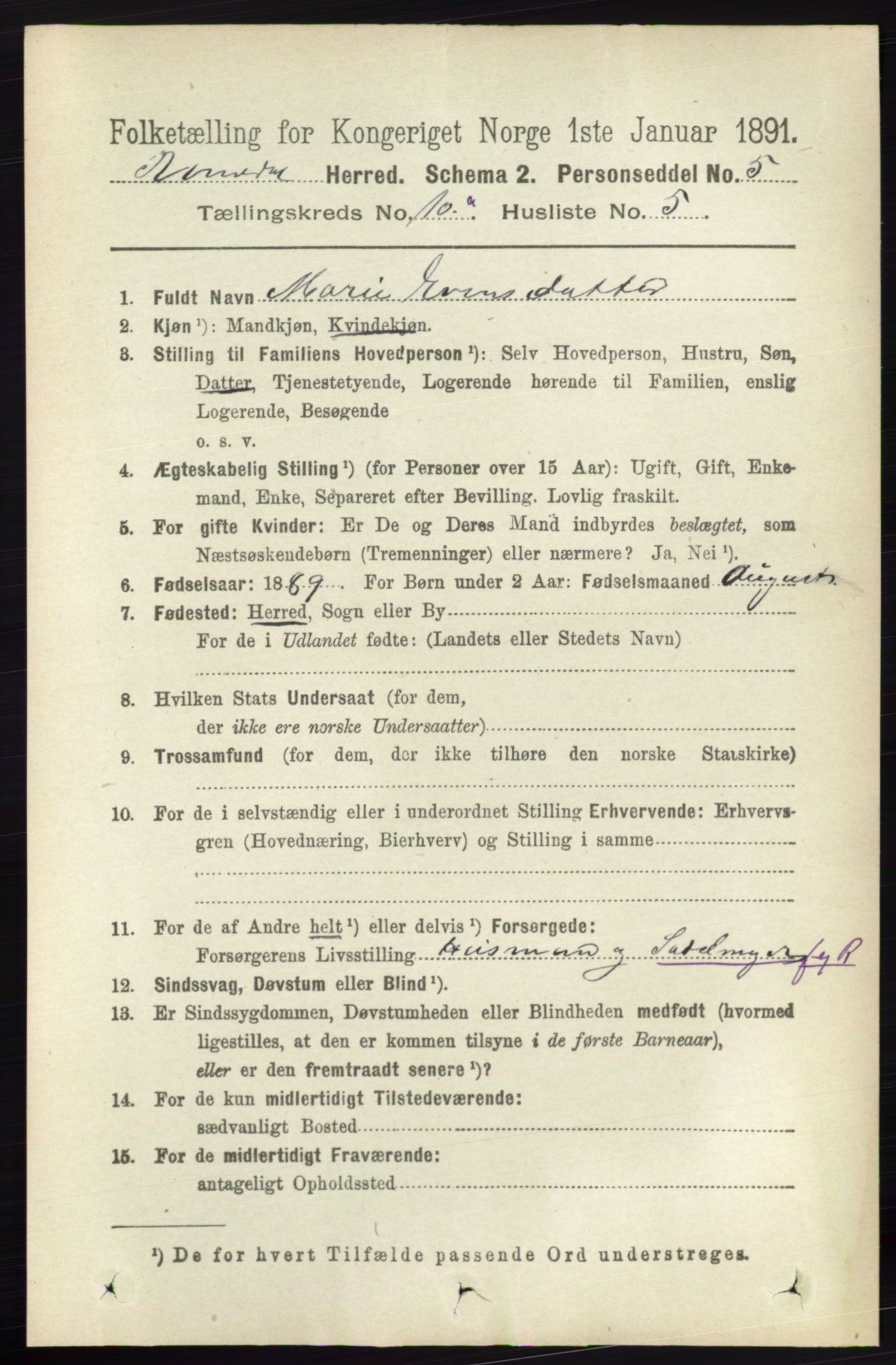 RA, 1891 census for 0416 Romedal, 1891, p. 4841