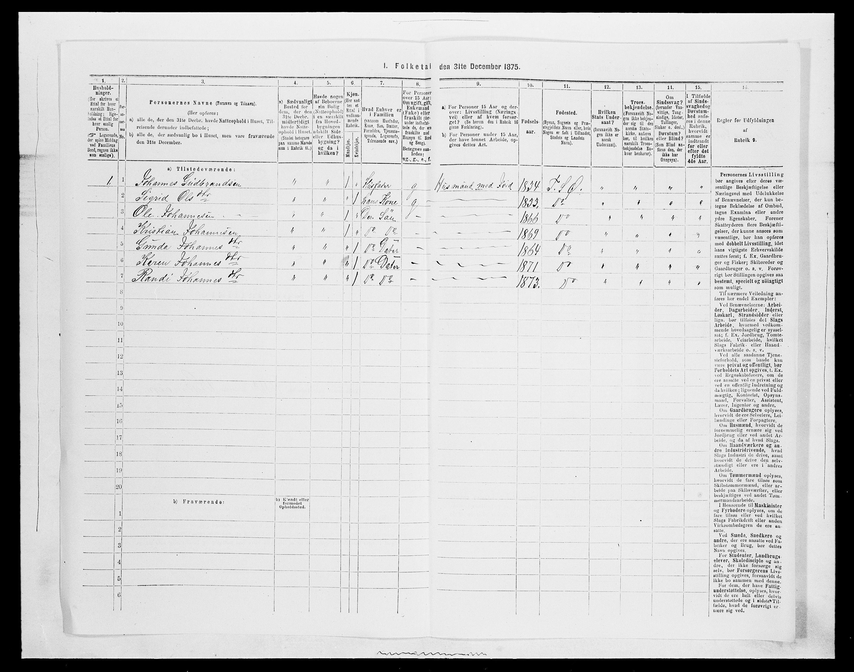 SAH, 1875 census for 0521P Øyer, 1875, p. 1139