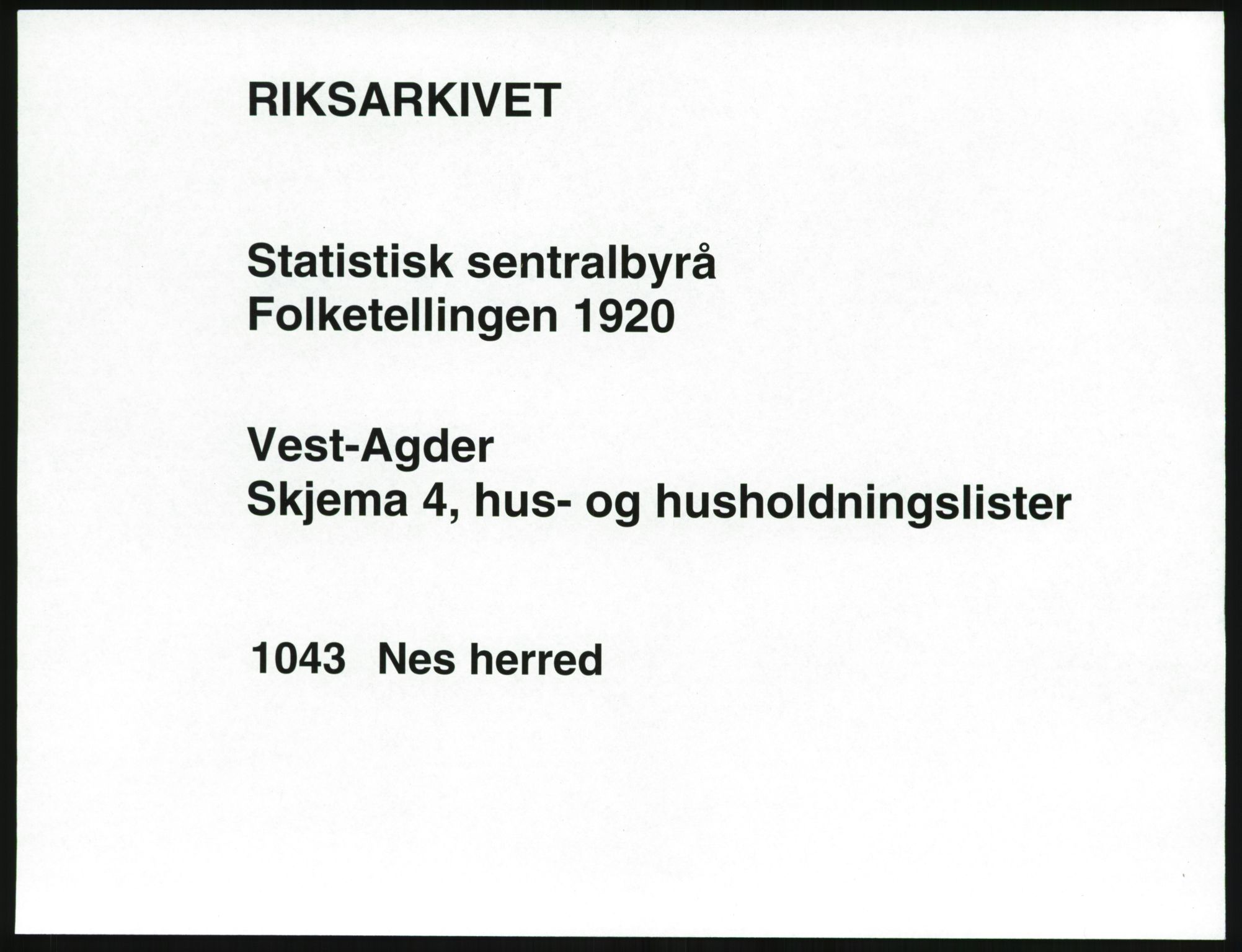 SAK, 1920 census for Nes (V-A), 1920, p. 56