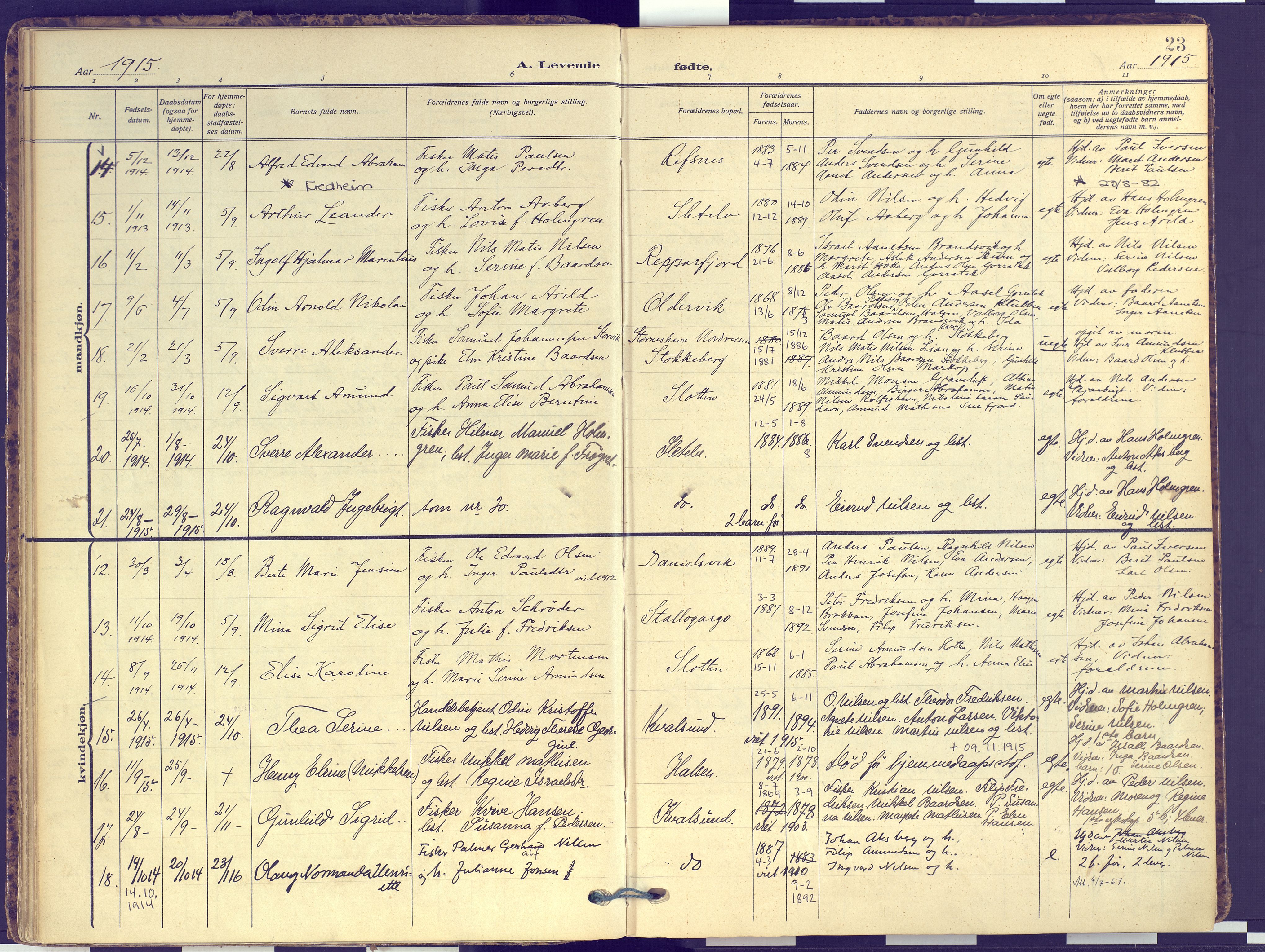 Hammerfest sokneprestkontor, SATØ/S-1347: Parish register (official) no. 16, 1908-1923, p. 23