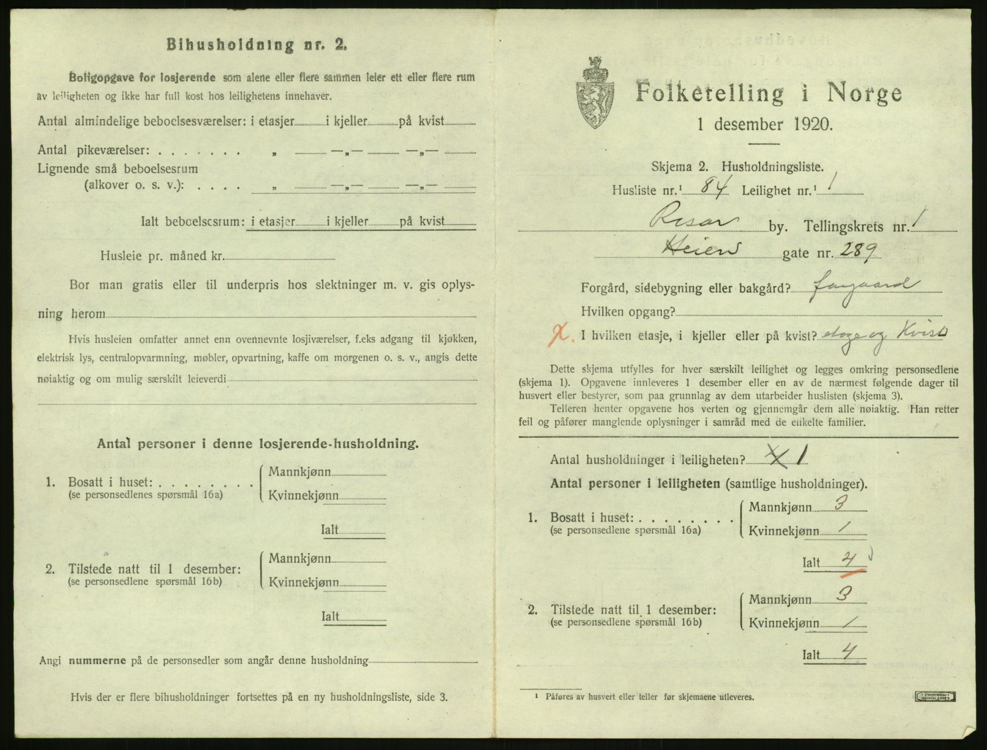 SAK, 1920 census for Risør, 1920, p. 1547