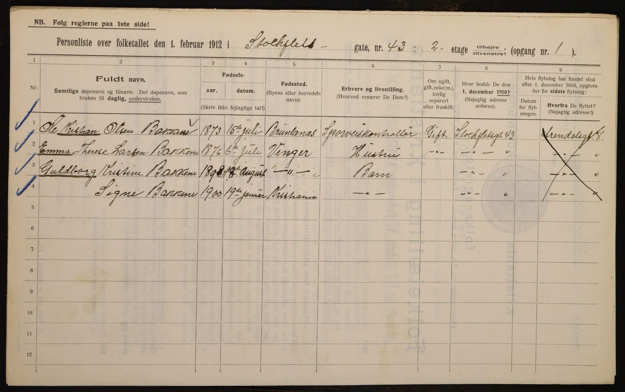 OBA, Municipal Census 1912 for Kristiania, 1912, p. 102371