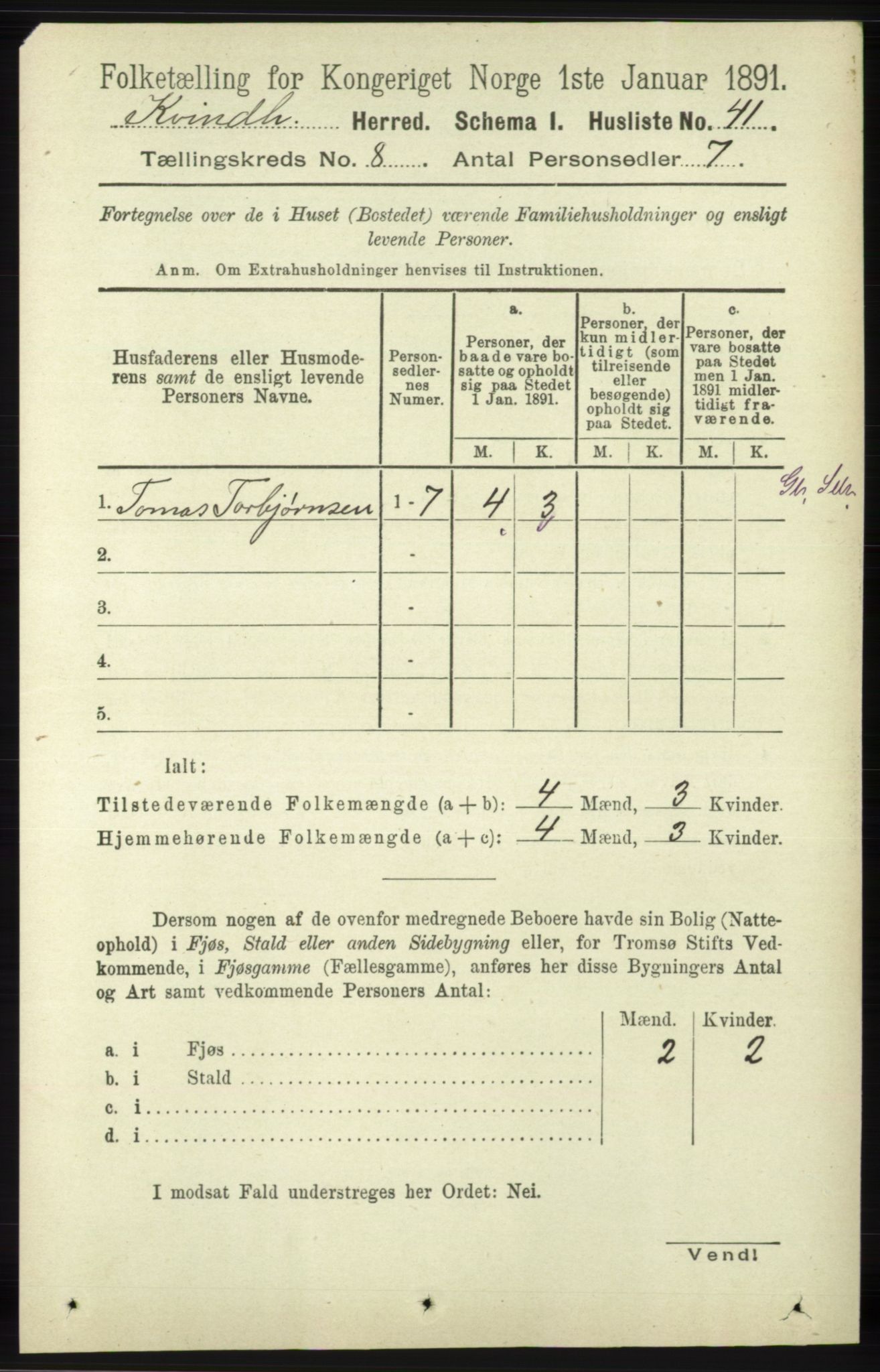 RA, 1891 census for 1224 Kvinnherad, 1891, p. 2962