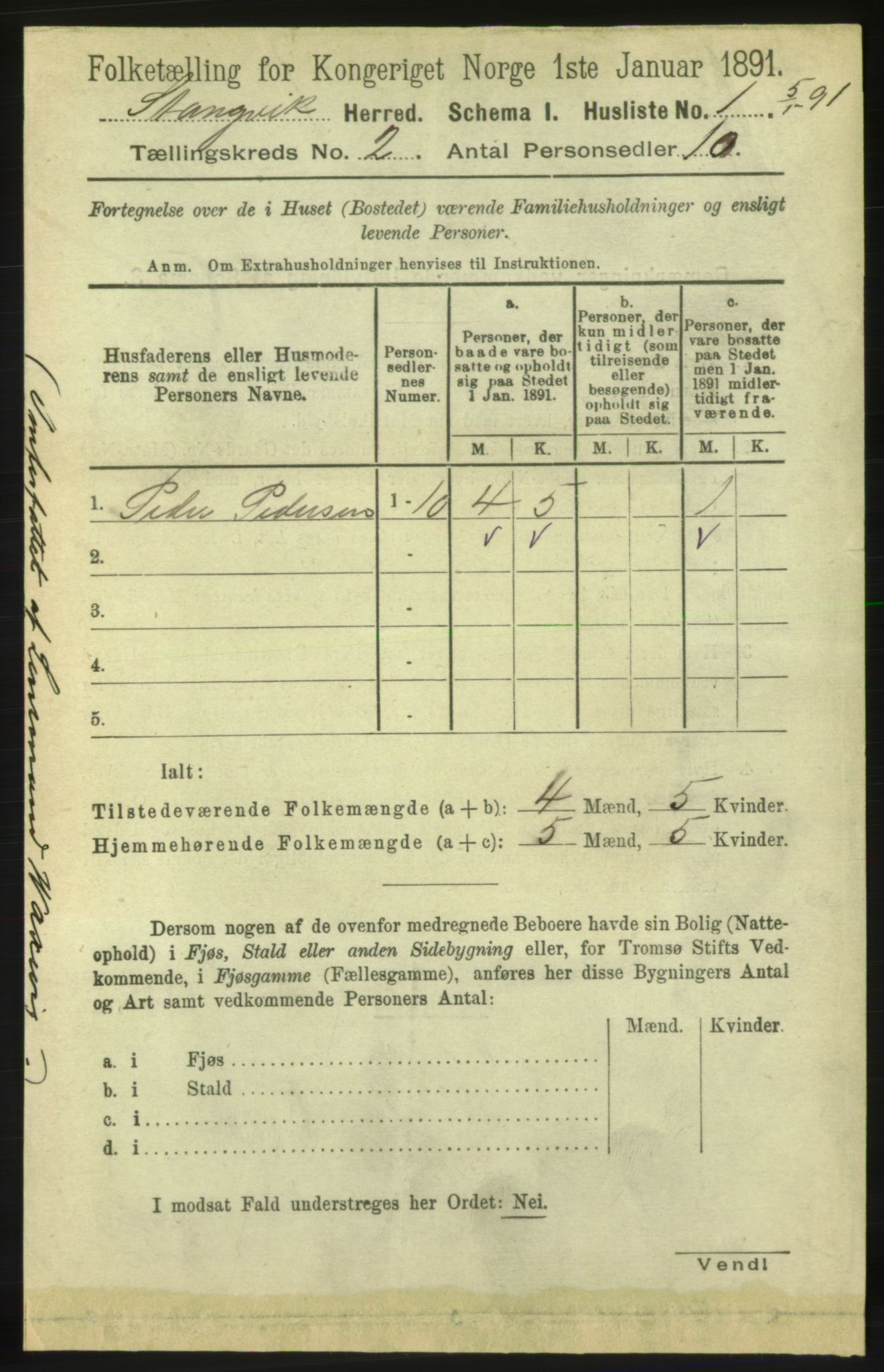RA, 1891 census for 1564 Stangvik, 1891, p. 586