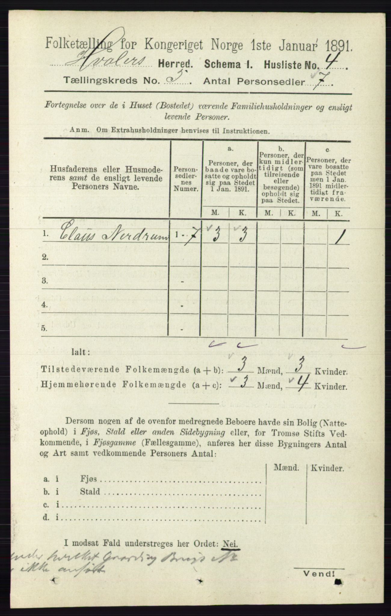 RA, 1891 census for 0111 Hvaler, 1891, p. 3043