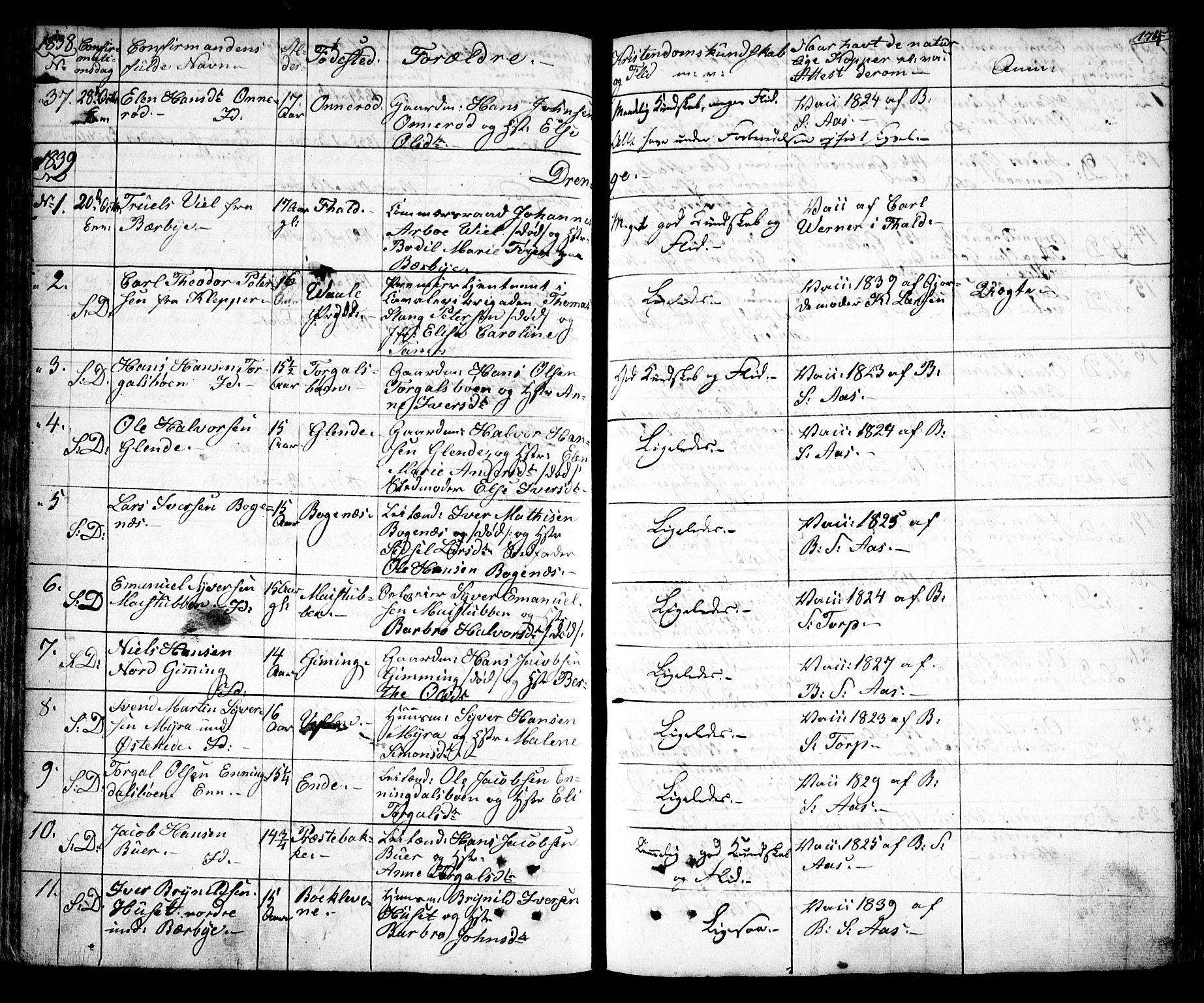 Idd prestekontor Kirkebøker, AV/SAO-A-10911/F/Fc/L0003: Parish register (official) no. III 3, 1832-1847, p. 174