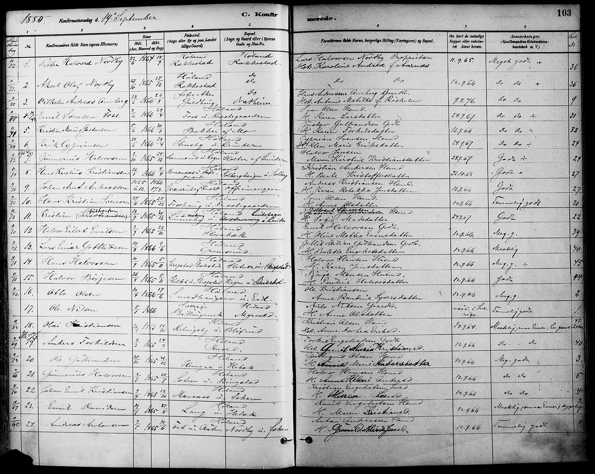 Høland prestekontor Kirkebøker, SAO/A-10346a/F/Fa/L0013: Parish register (official) no. I 13, 1880-1897, p. 103