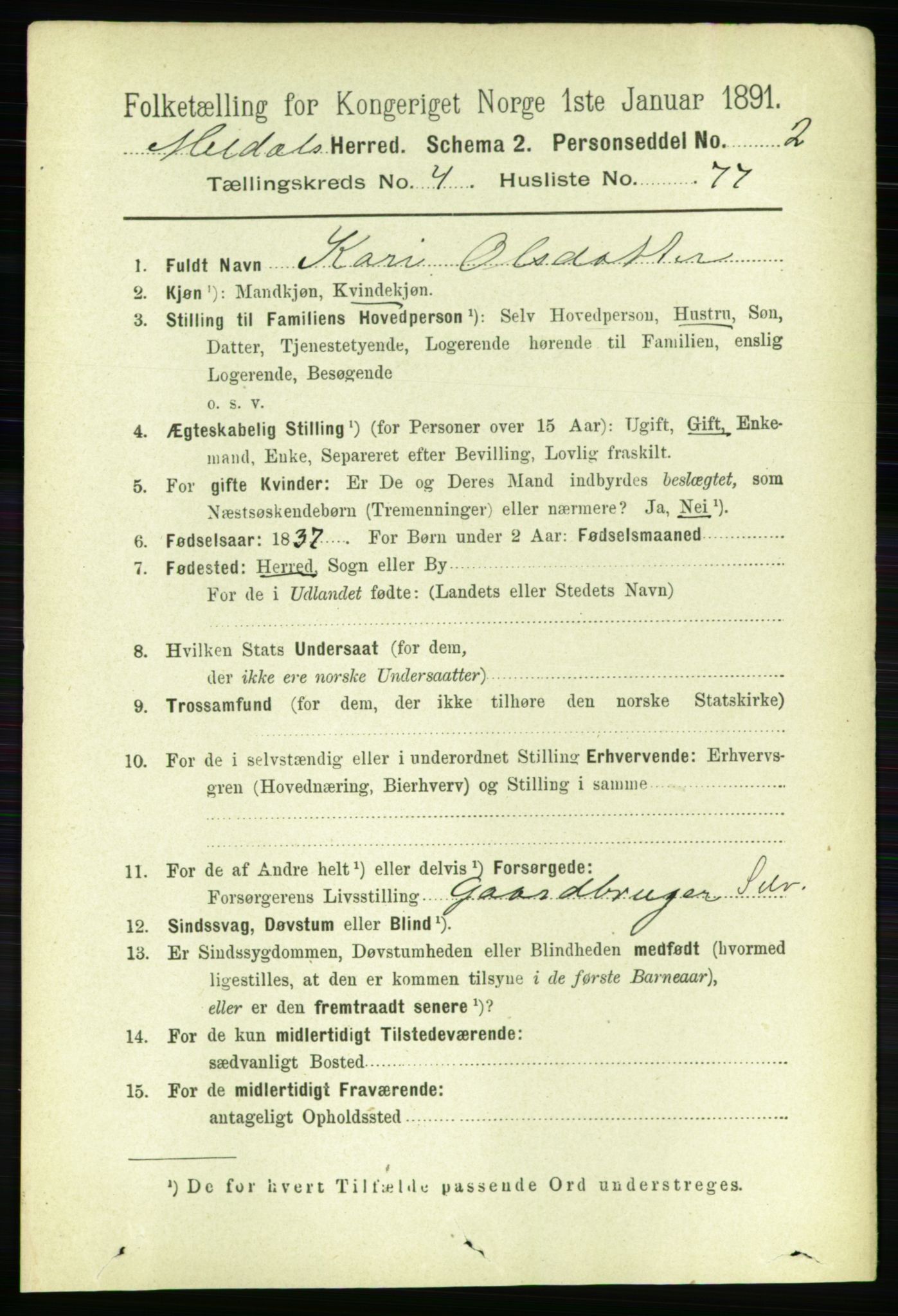 RA, 1891 census for 1636 Meldal, 1891, p. 2461