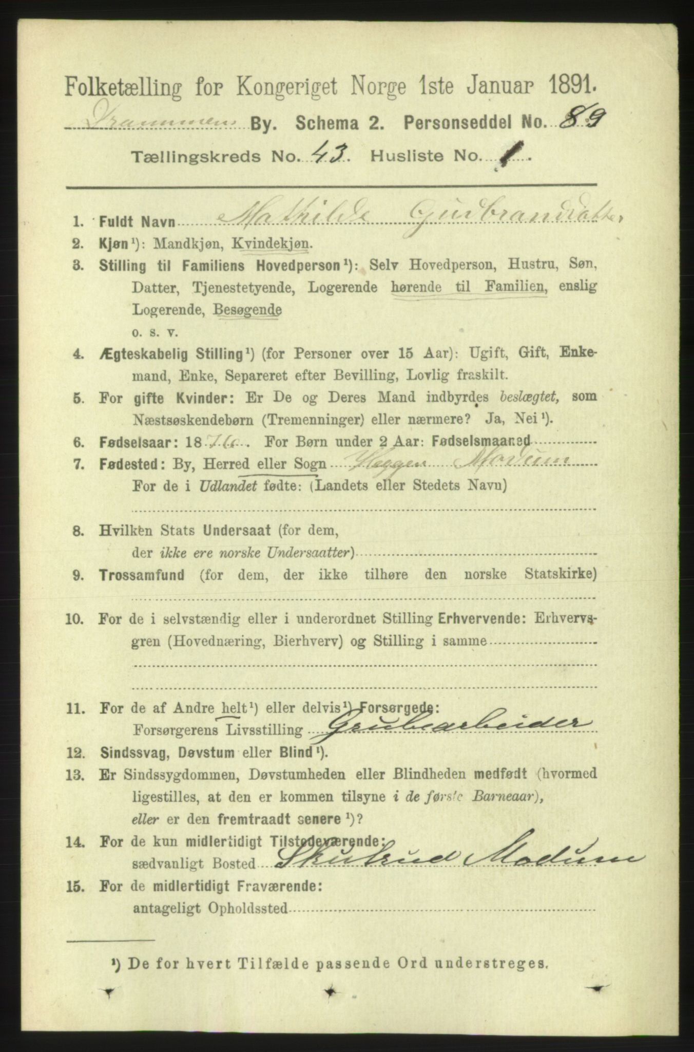 RA, 1891 census for 0602 Drammen, 1891, p. 25127