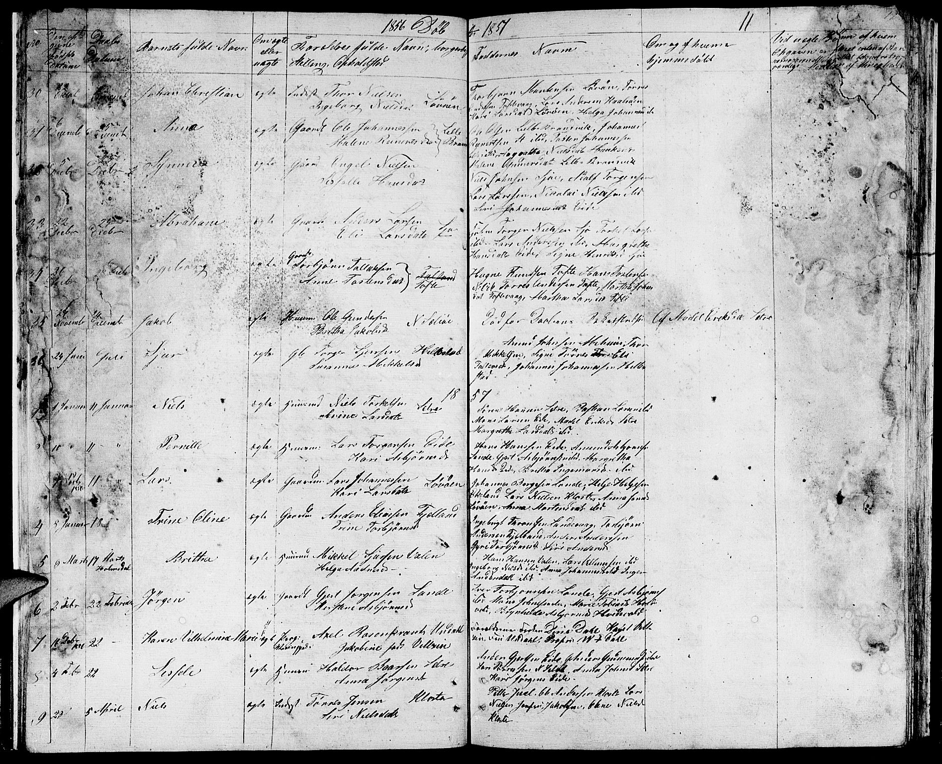 Fjelberg sokneprestembete, SAB/A-75201/H/Hab: Parish register (copy) no. B 2, 1854-1868, p. 11