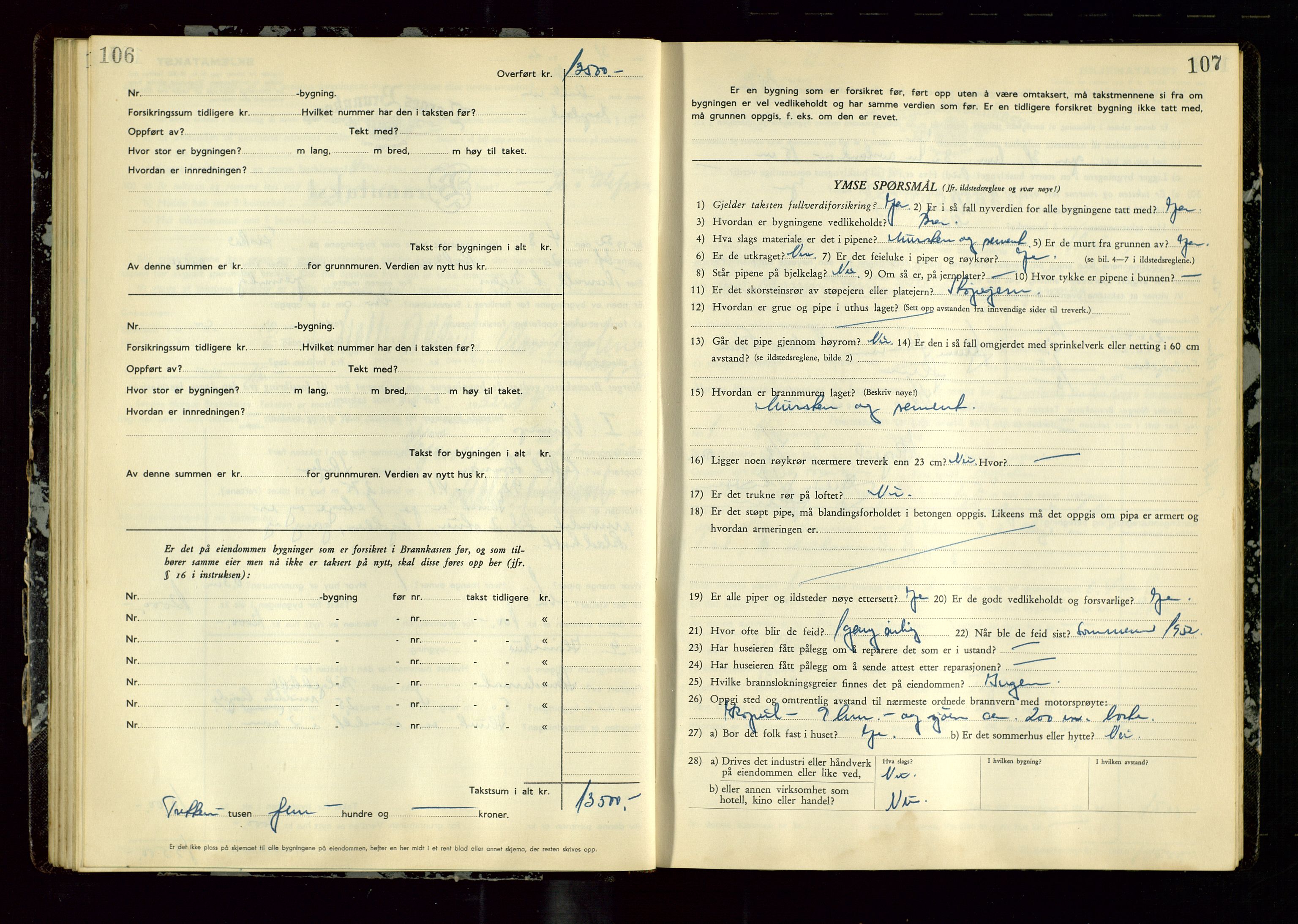 Avaldsnes lensmannskontor, AV/SAST-A-100286/Gob/L0003: "Branntakstprotokoll for Avaldsnes lensmannsdistrikt ", 1950-1952, p. 106-107