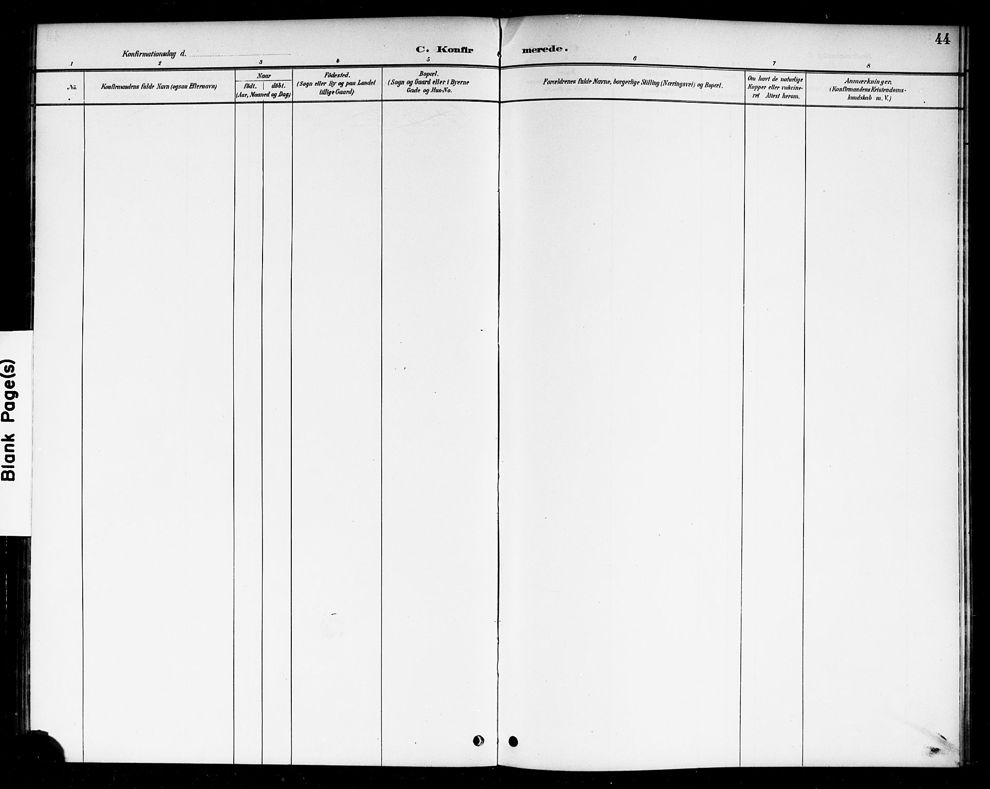 Berg prestekontor Kirkebøker, AV/SAO-A-10902/F/Fc/L0002: Parish register (official) no. III 2, 1888-1901, p. 44