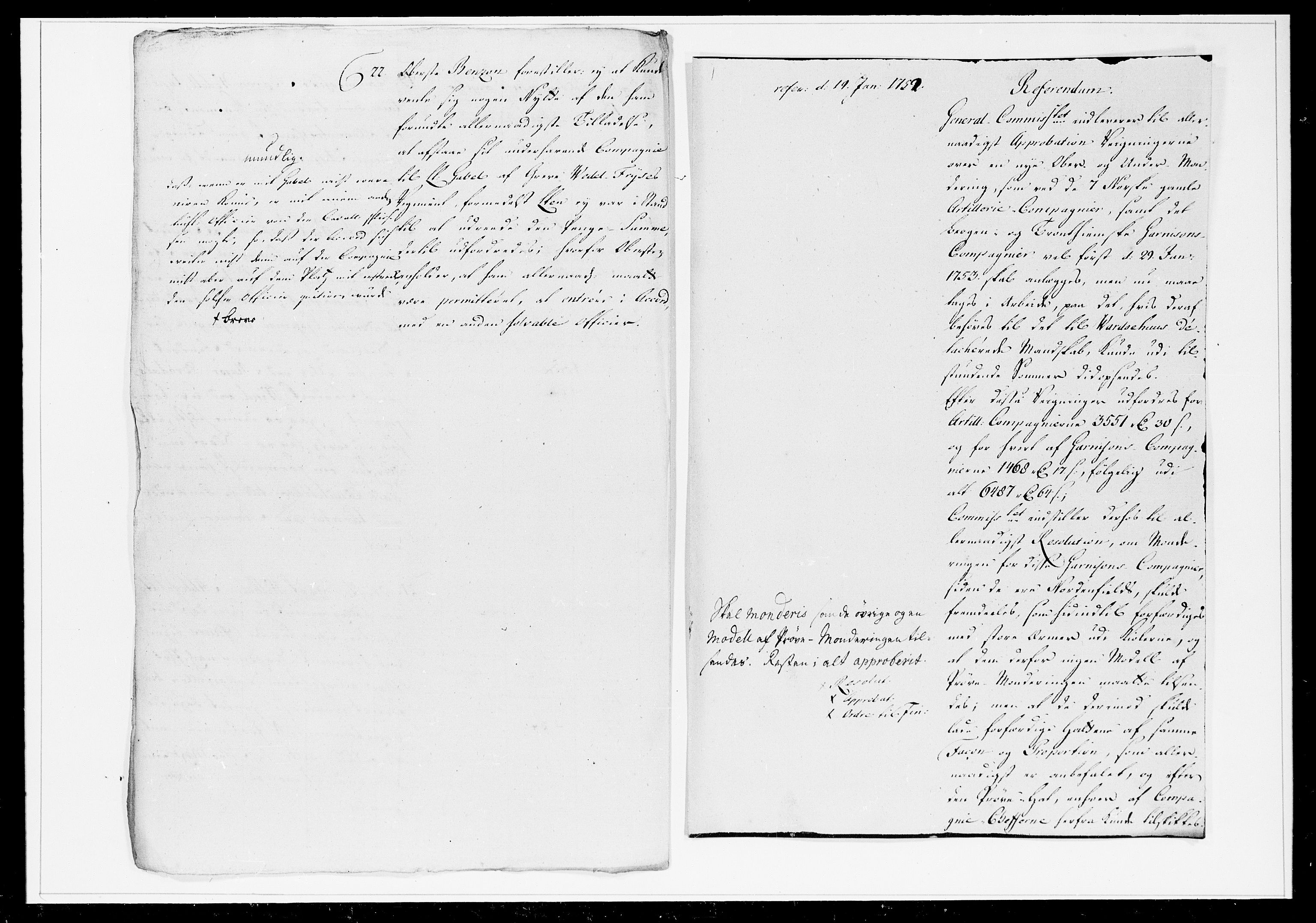 Krigskollegiet, Krigskancelliet, DRA/A-0006/-/1233-1240: Refererede sager, 1752, p. 13