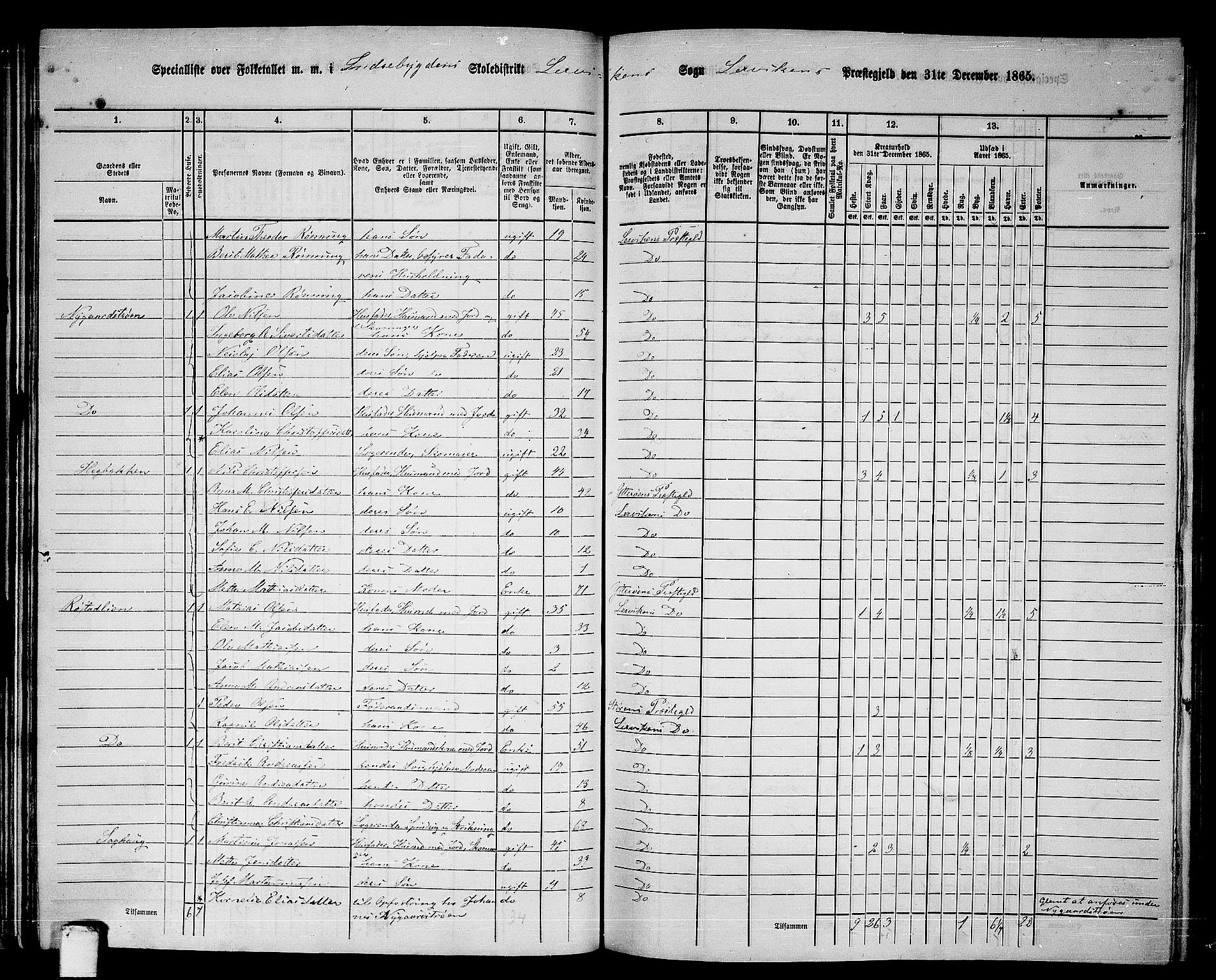 RA, 1865 census for Leksvik, 1865, p. 53