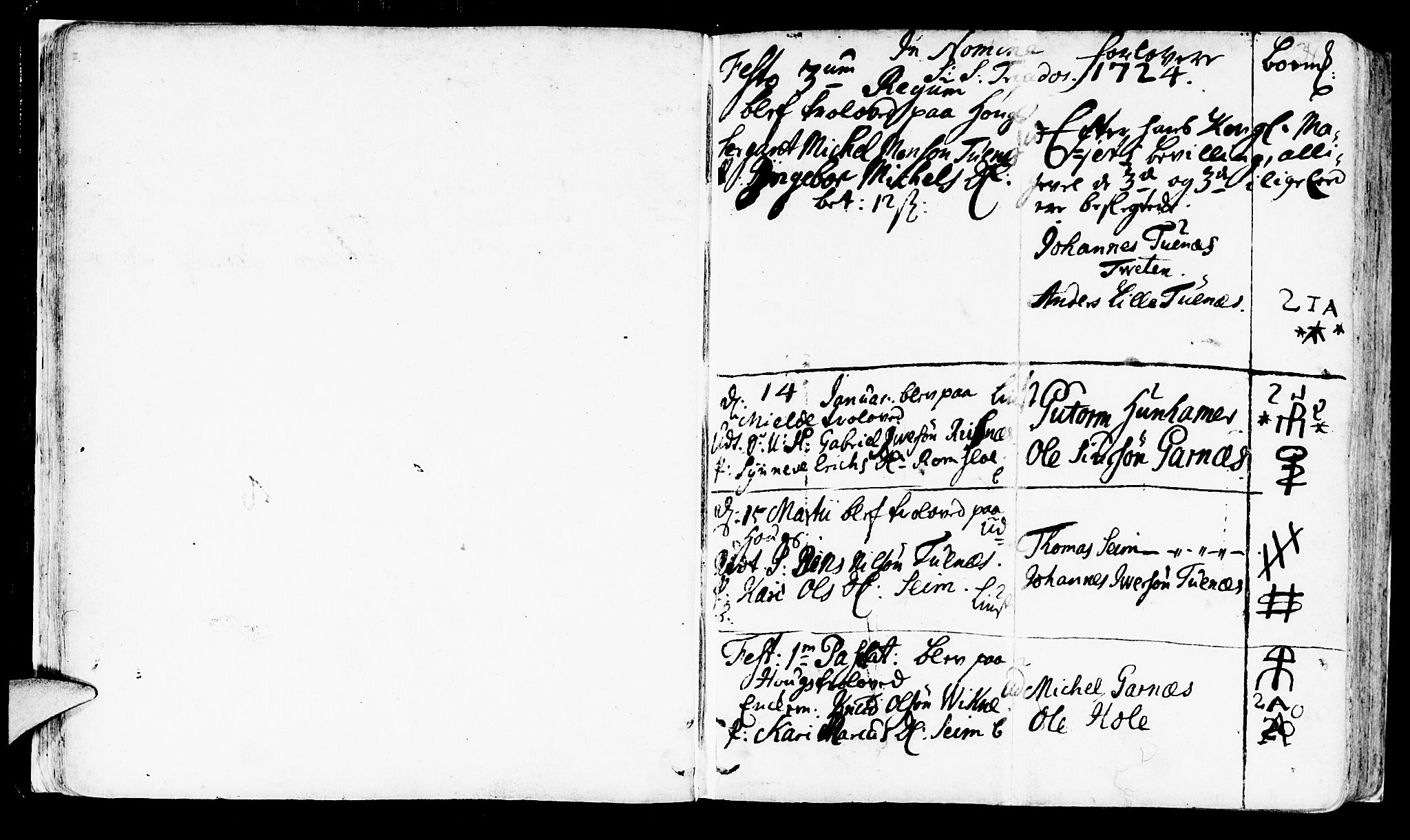 Haus sokneprestembete, SAB/A-75601/H/Haa: Parish register (official) no. A 4, 1723-1733, p. 34