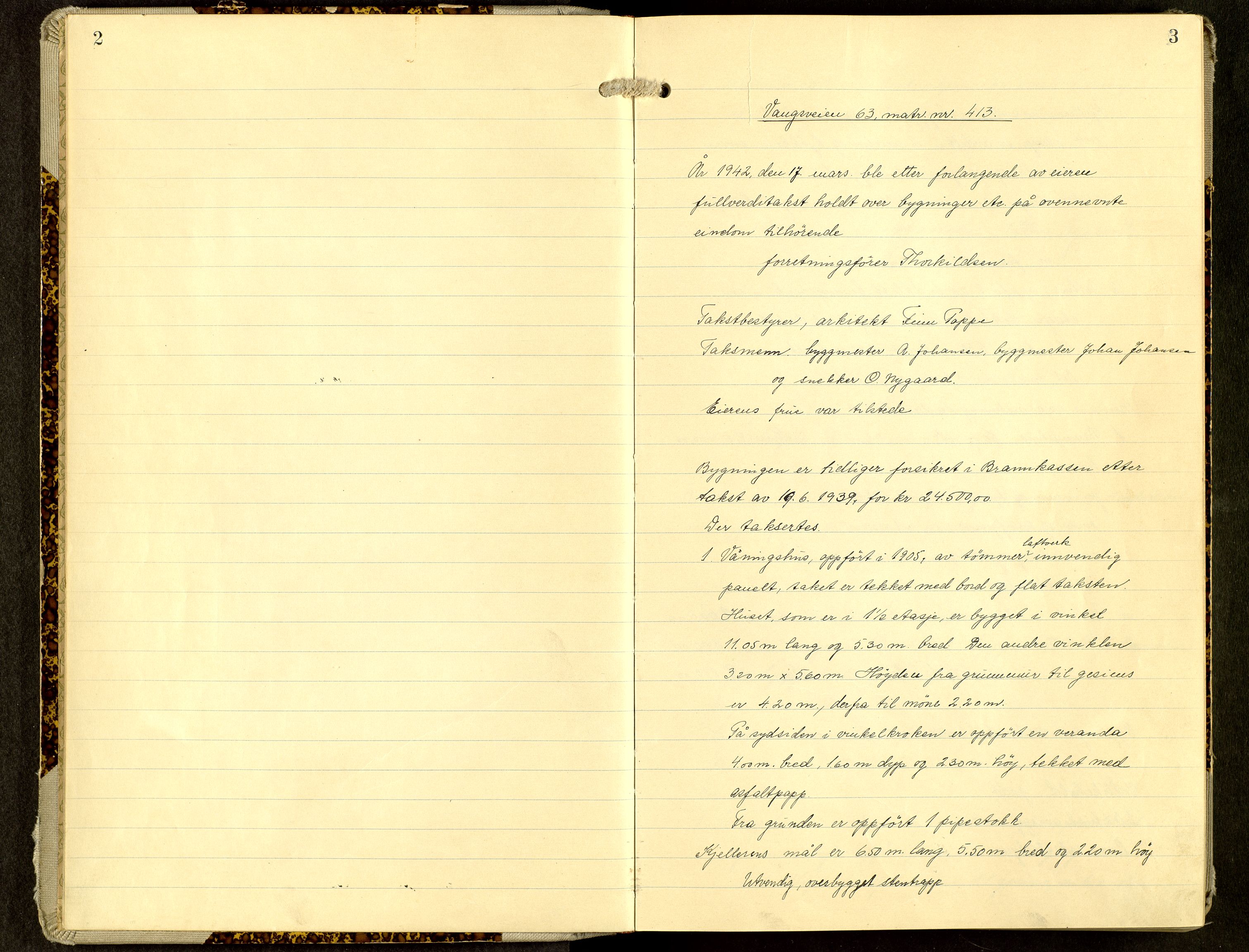 Norges Brannkasse, Hamar, AV/SAH-NBRANH-006/F/Fa/L0011: Branntakstprotokoll, 1942-1945, p. 2-3