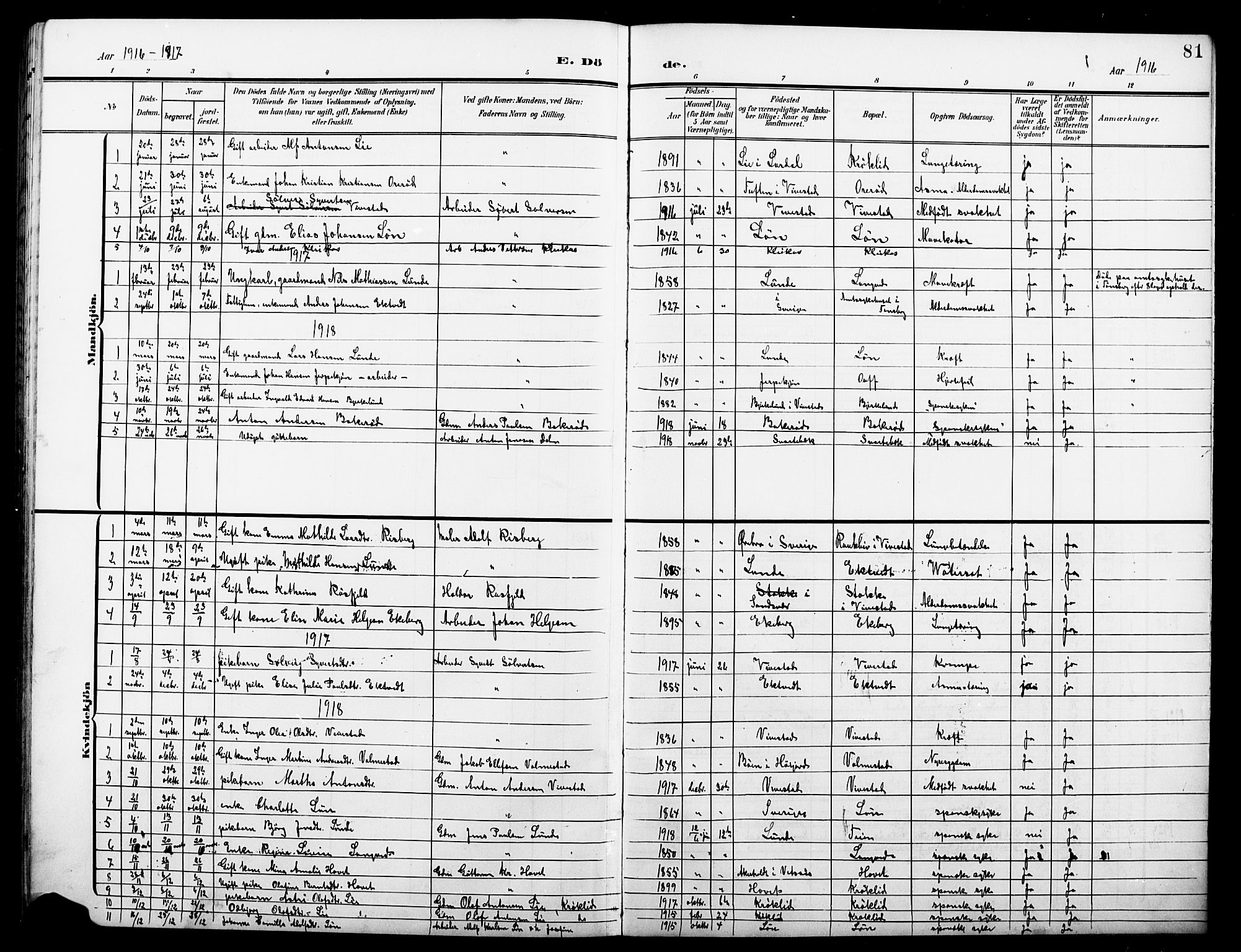 Ramnes kirkebøker, SAKO/A-314/G/Gc/L0002: Parish register (copy) no. III 2, 1903-1924, p. 81