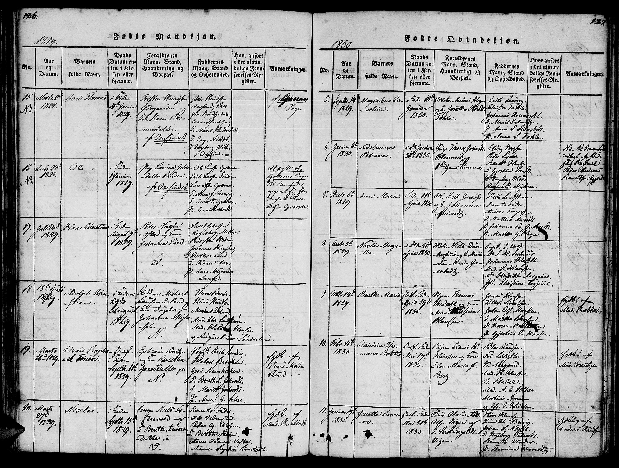 Ministerialprotokoller, klokkerbøker og fødselsregistre - Møre og Romsdal, AV/SAT-A-1454/572/L0842: Parish register (official) no. 572A05, 1819-1832, p. 126-127