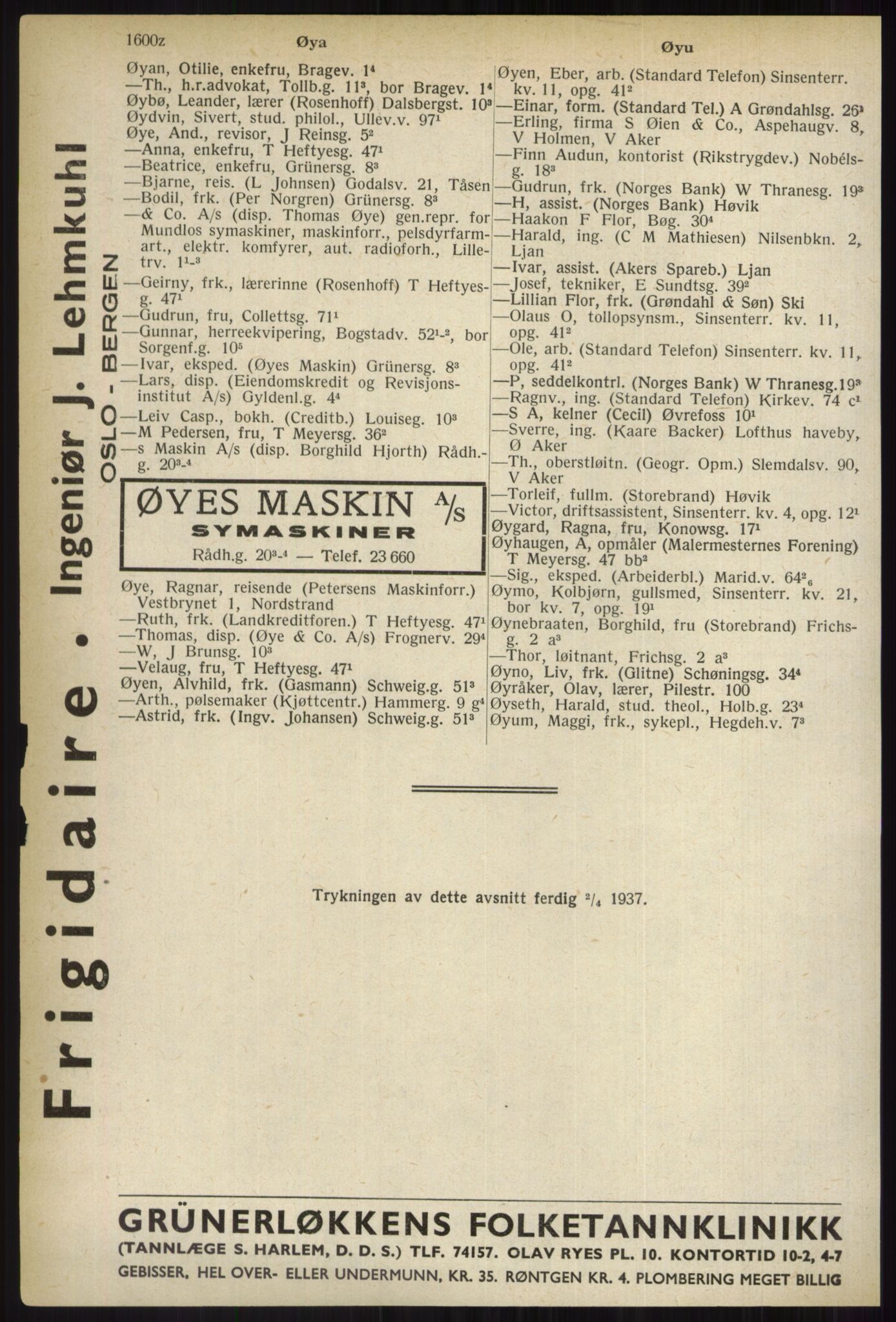 Kristiania/Oslo adressebok, PUBL/-, 1937, p. 1600